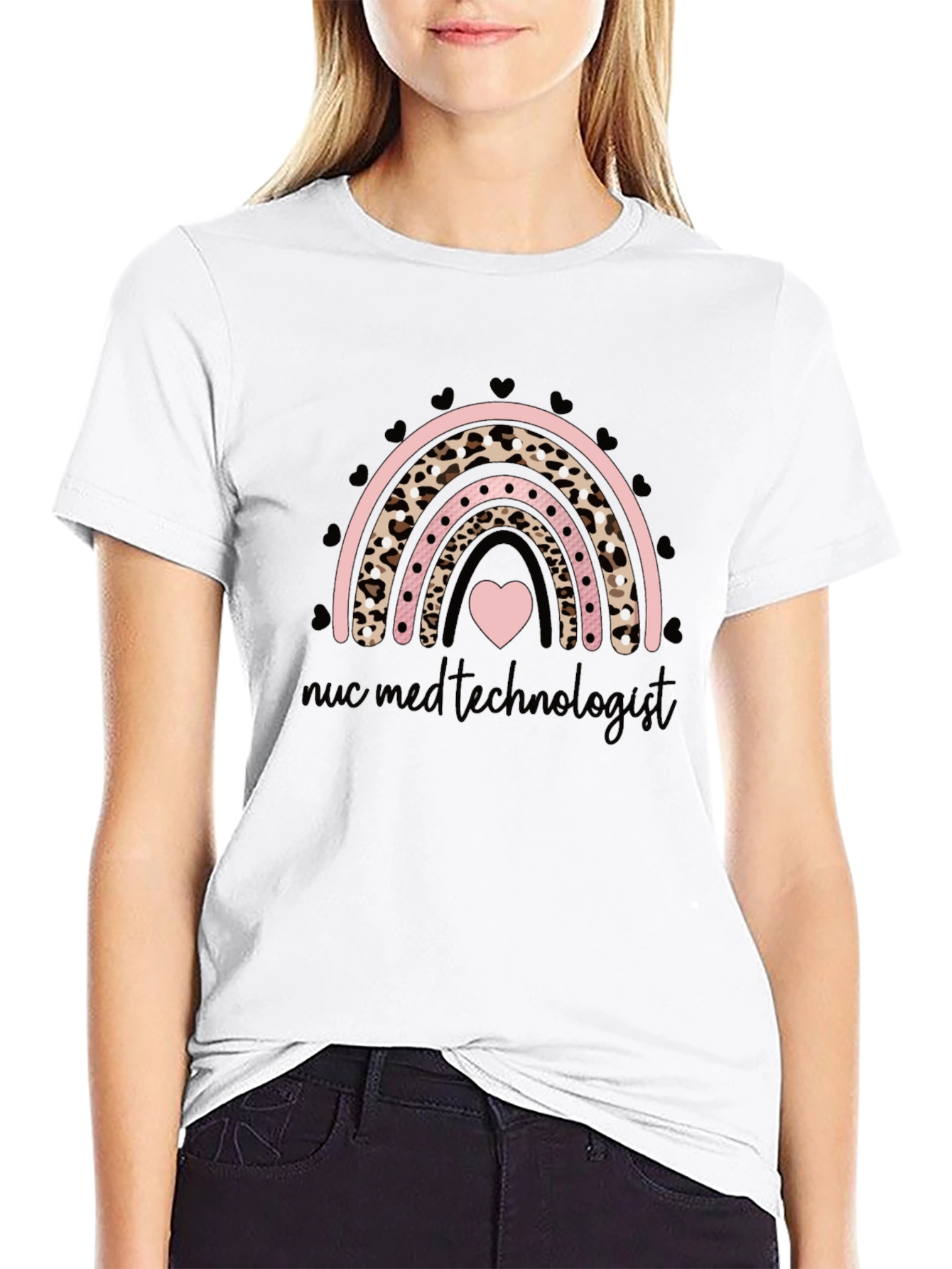 Nuc Med Technologist Rainbow Heart Graphic Tee