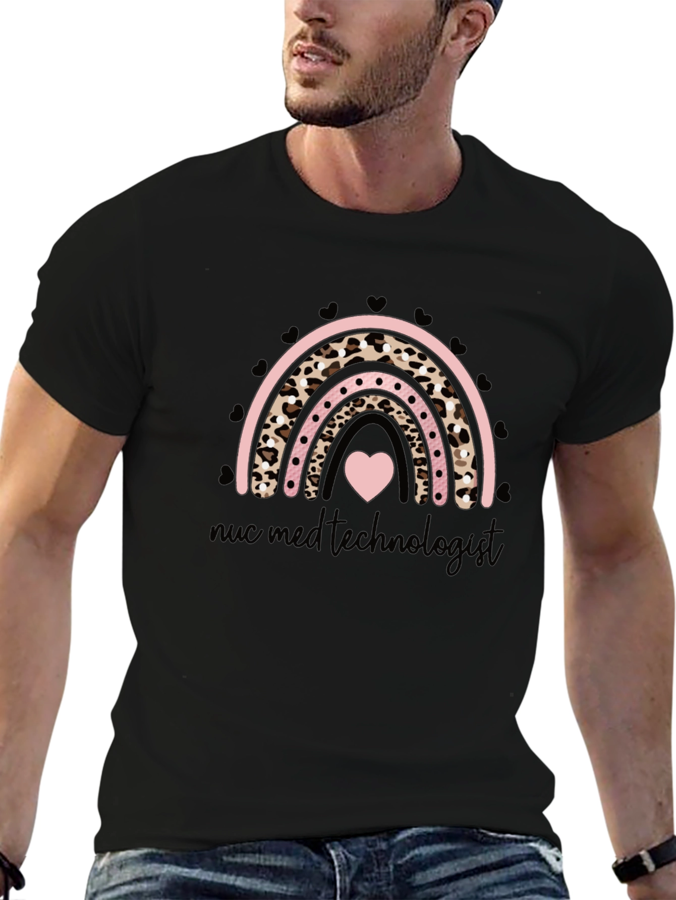 Nuc Med Technologist Rainbow Heart Graphic Tee