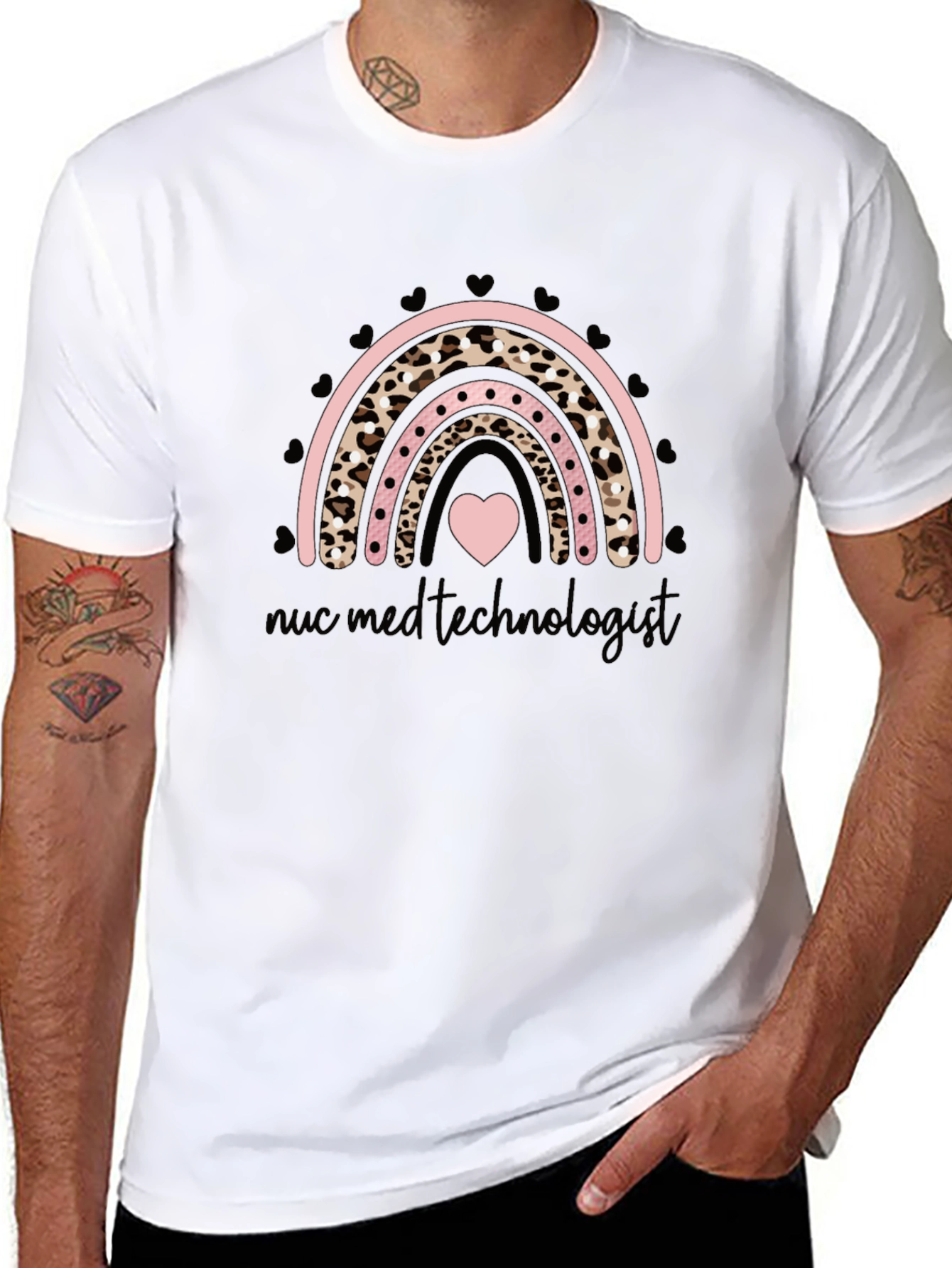 Nuc Med Technologist Rainbow Heart Graphic Tee