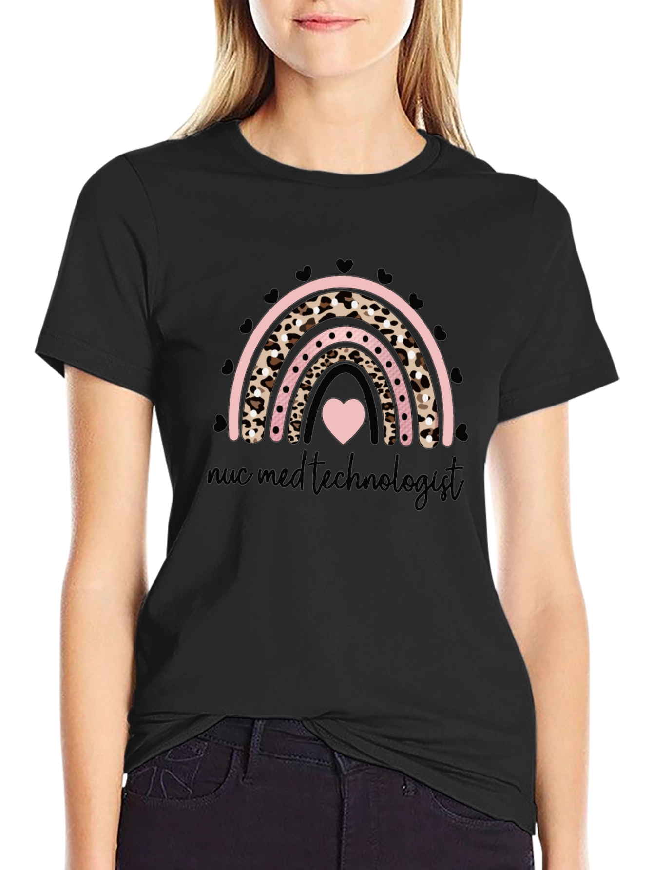 Nuc Med Technologist Rainbow Heart Graphic Tee