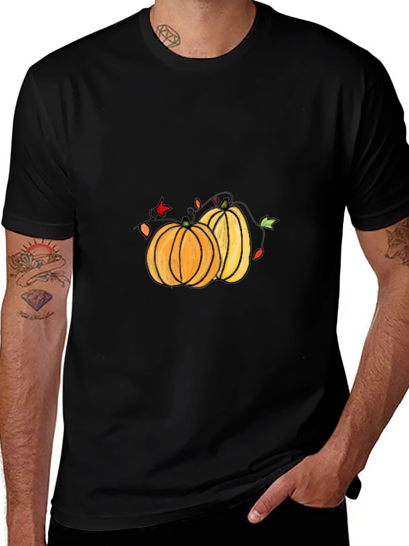 Halloween Pumpkin Graphic Tee - Black