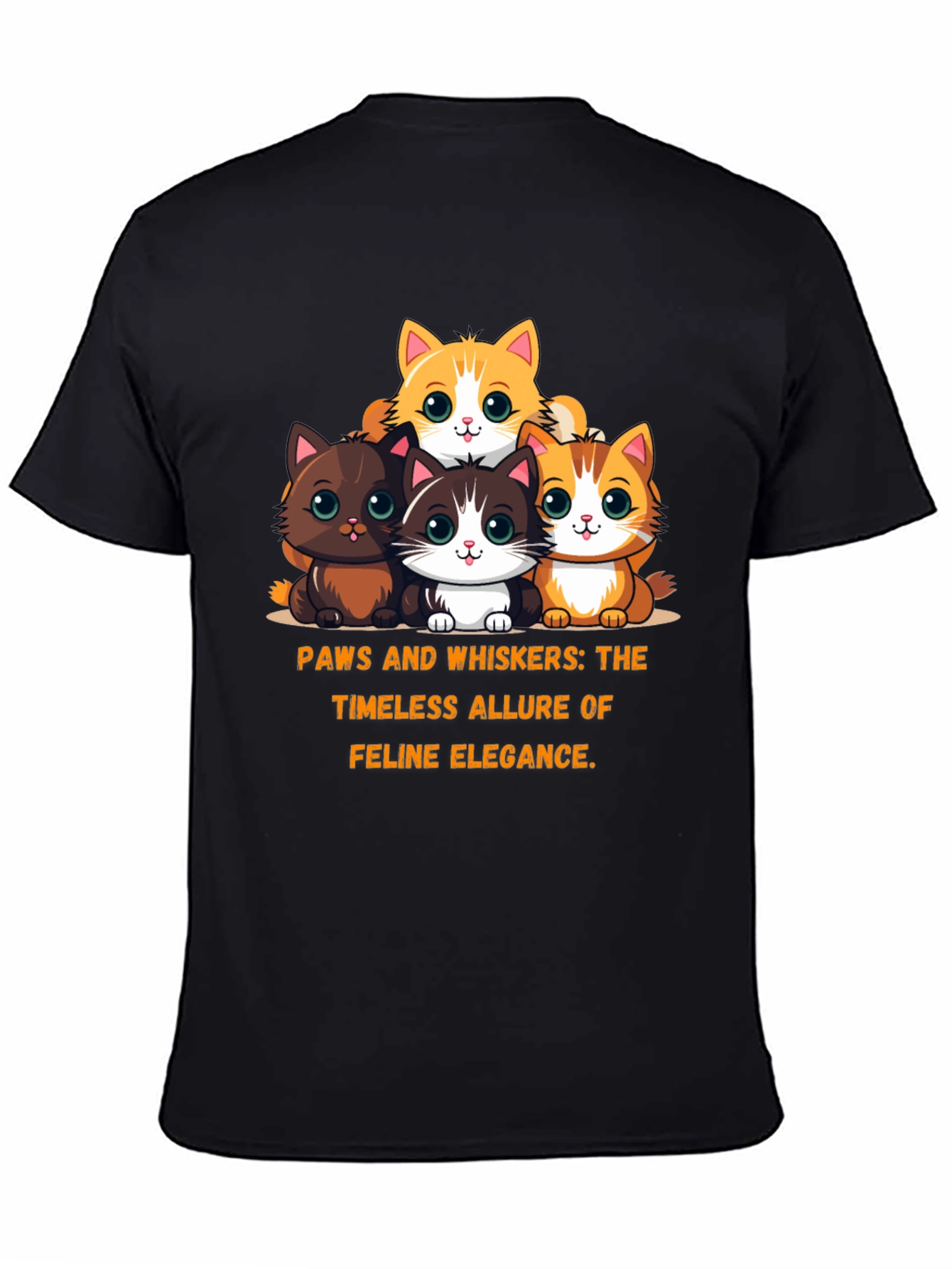 Cute Cartoon Kitten Graphic Tee - Feline Elegance T-Shirt