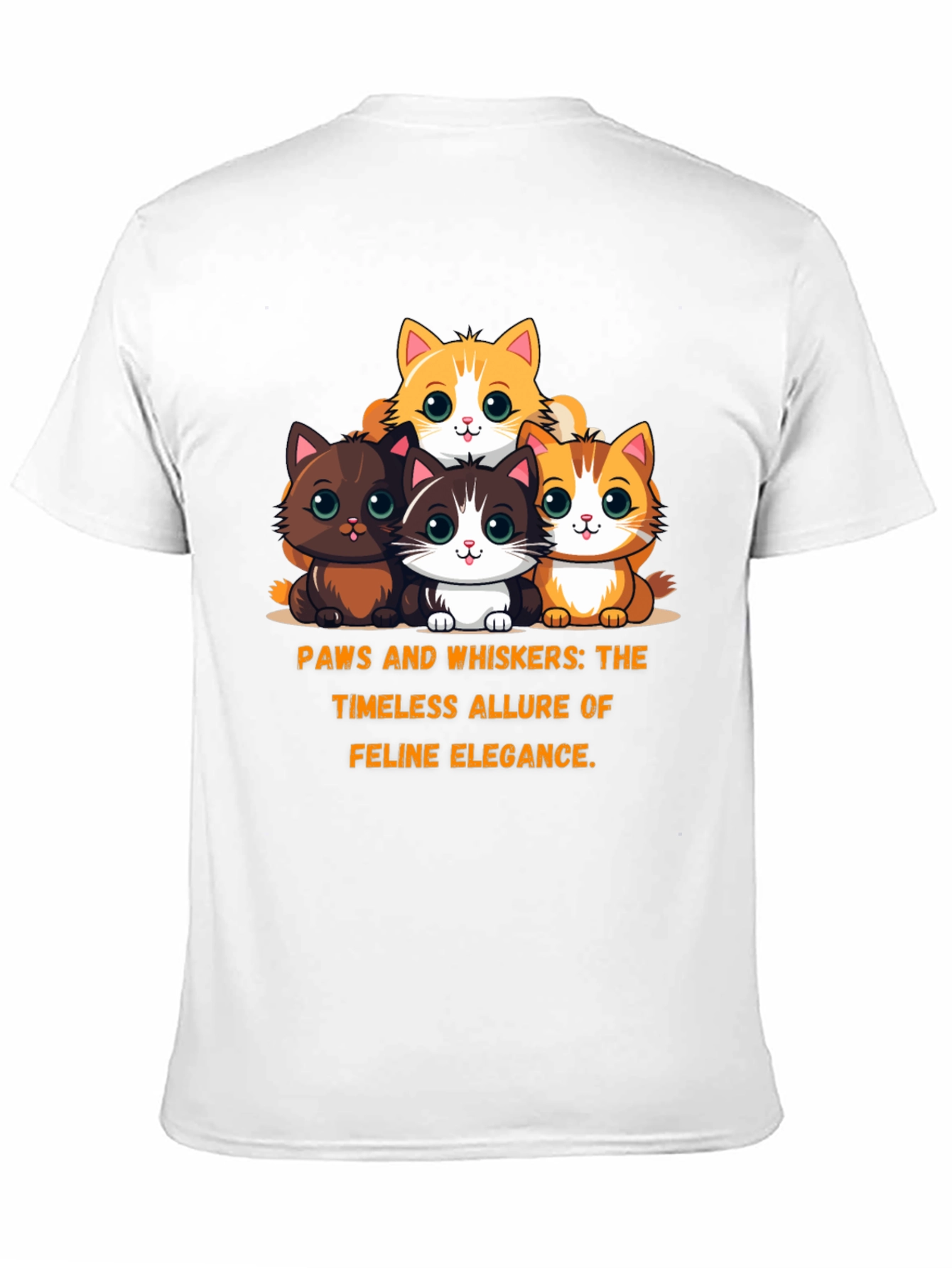 Cute Cartoon Kitten Graphic Tee - Feline Elegance T-Shirt