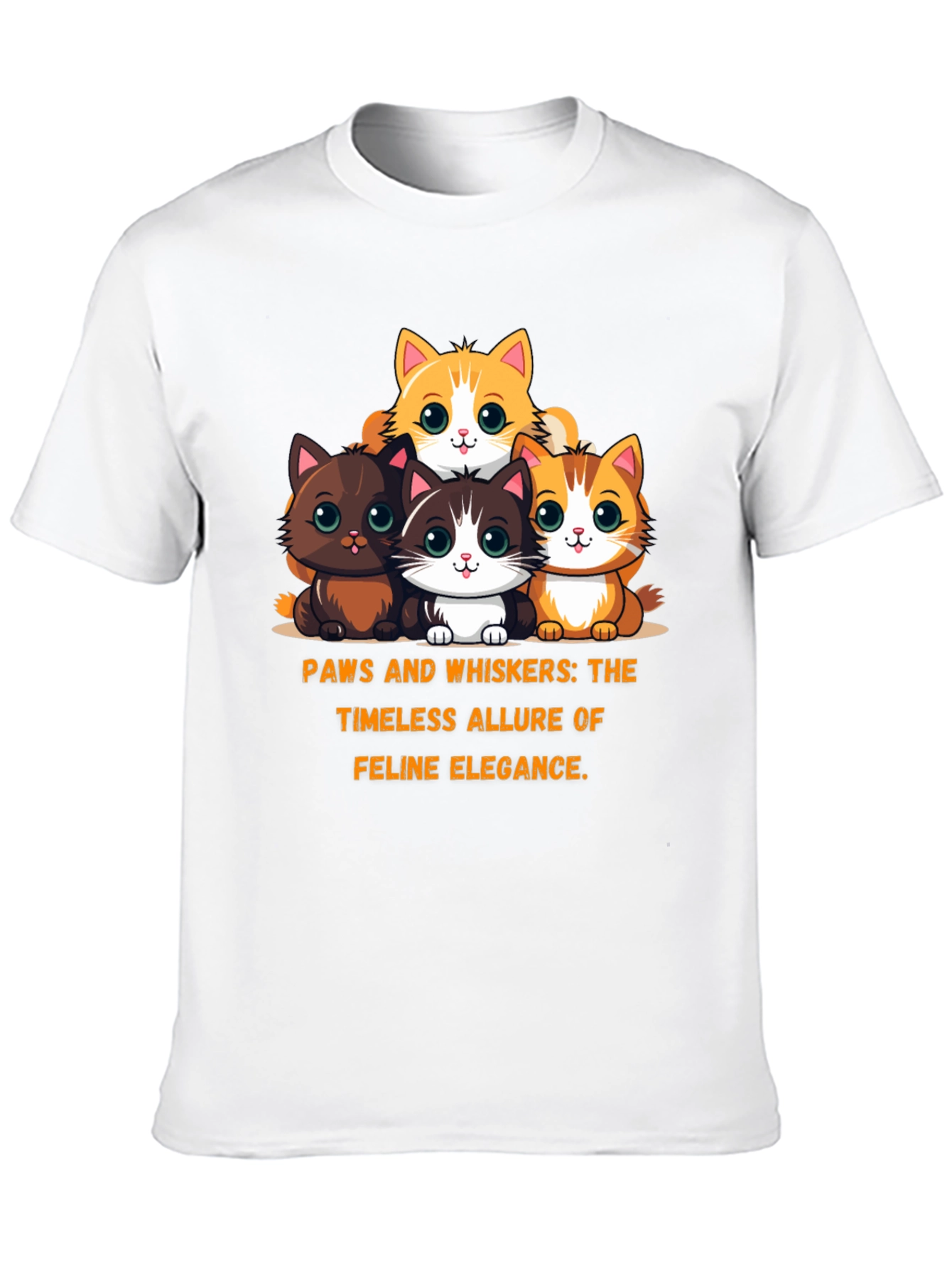 Cute Cartoon Kitten Graphic Tee - Feline Elegance T-Shirt