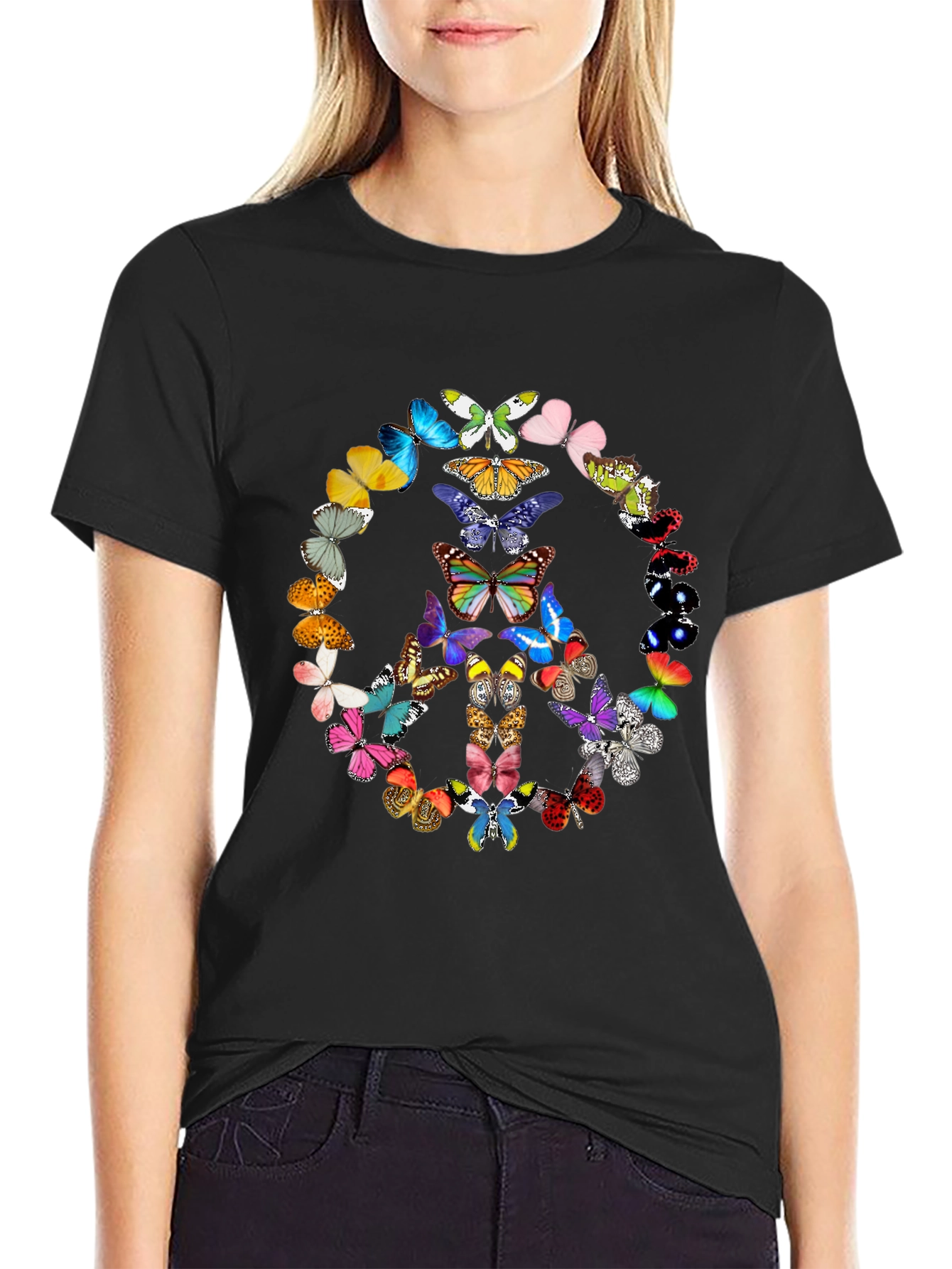 Butterfly Peace Sign Graphic Tee
