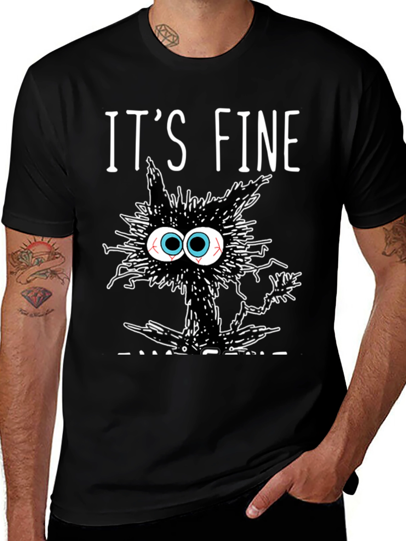 Its Fine Cat T-Shirt - Black