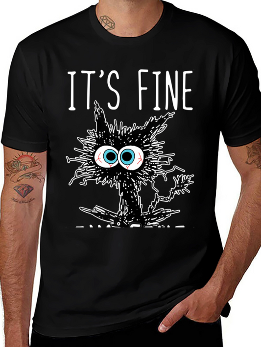Its Fine Cat T-Shirt - Black