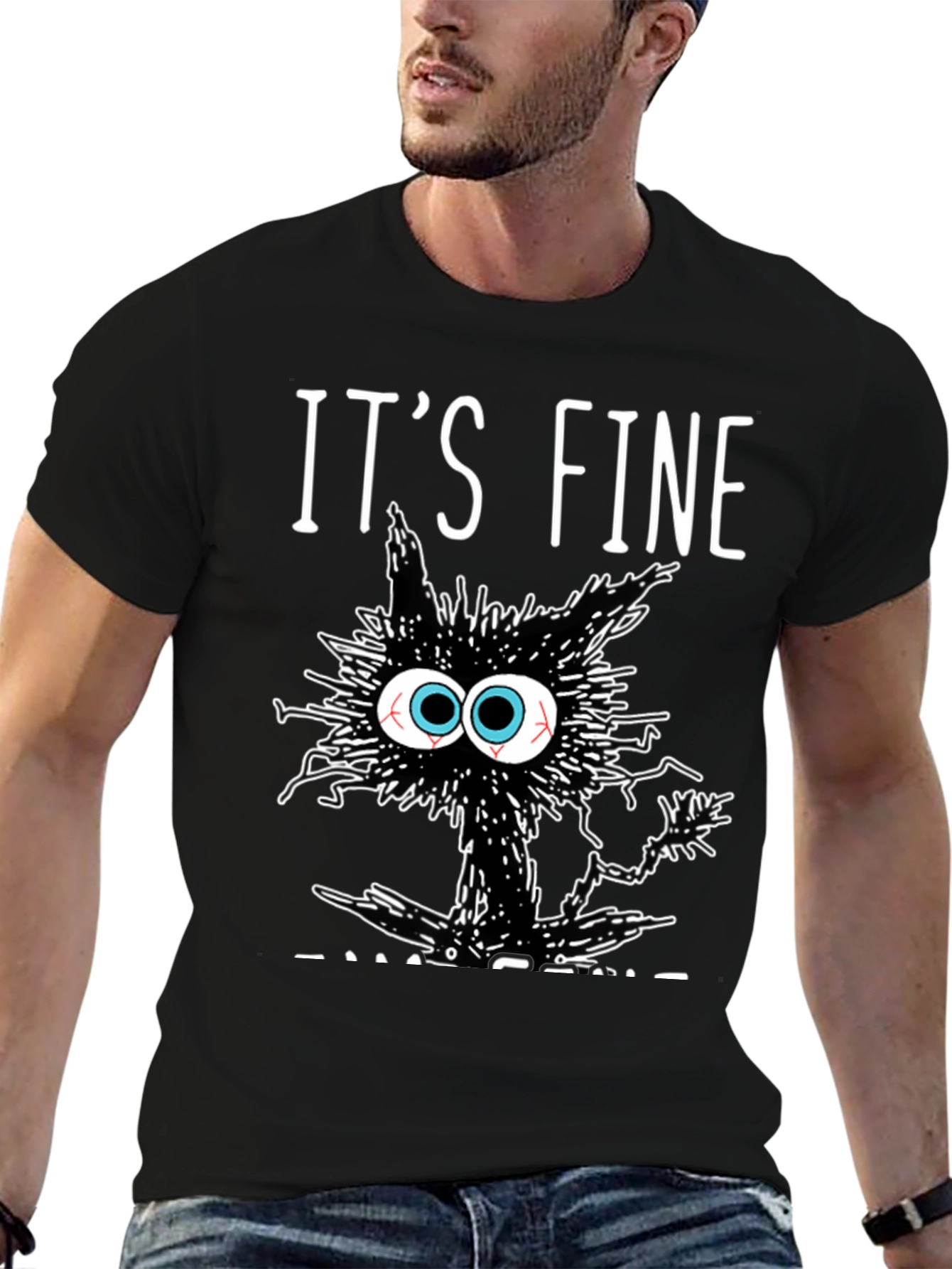 Its Fine Cat T-Shirt - Black