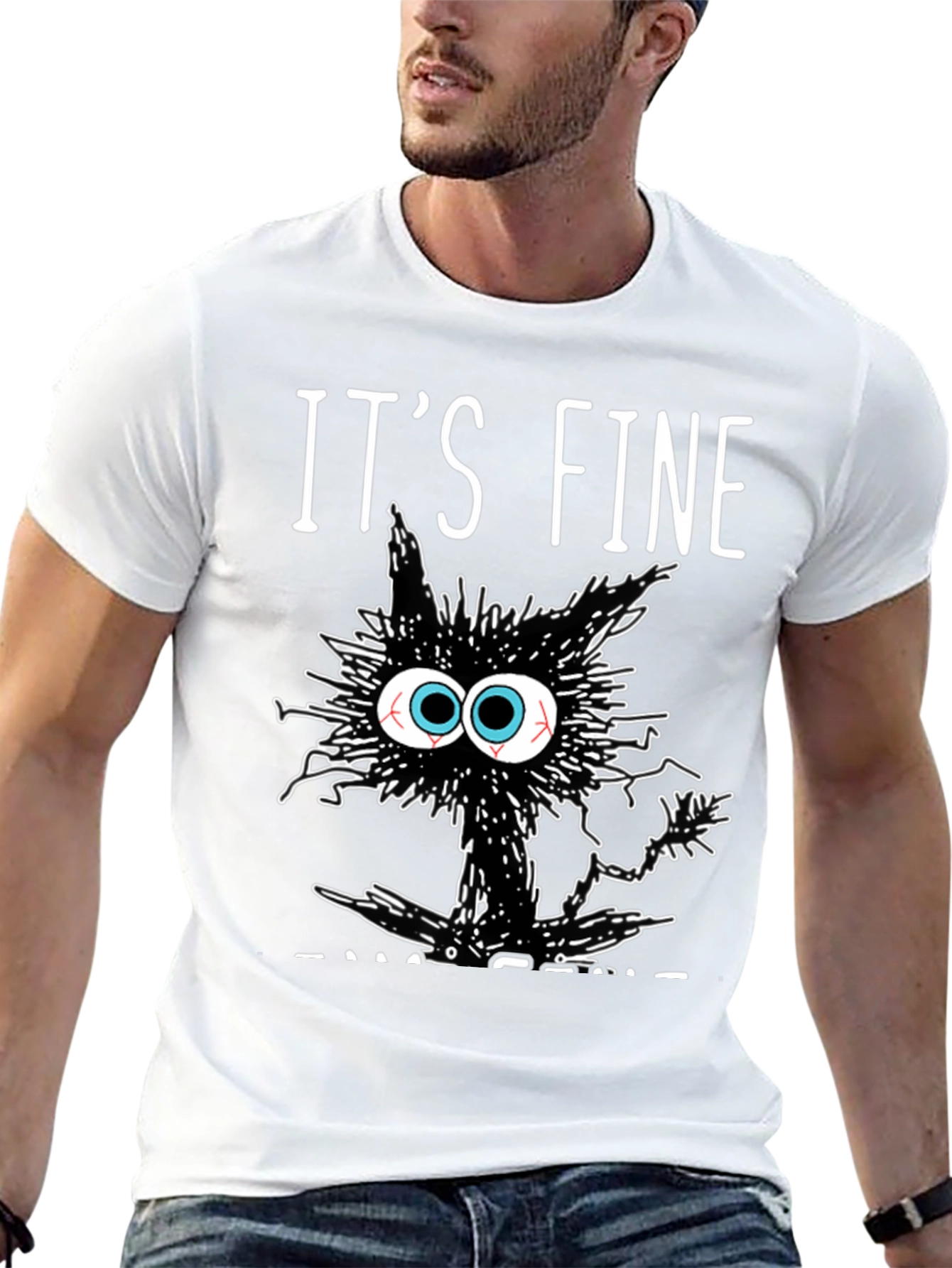 Its Fine Cat T-Shirt - Black