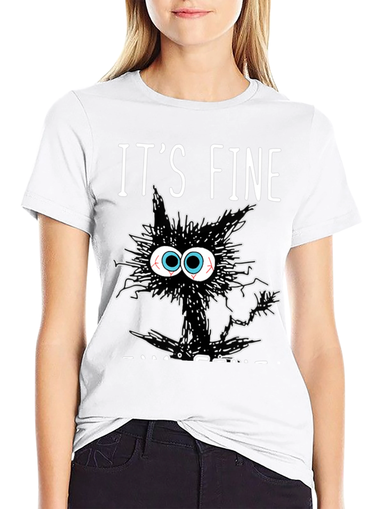 Its Fine Cat T-Shirt - Black