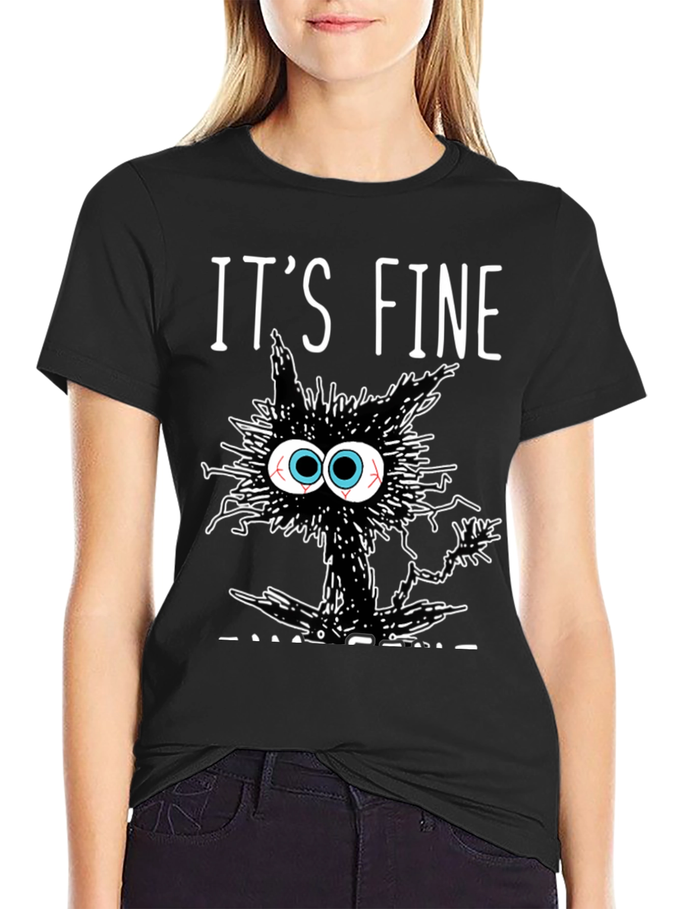 Its Fine Cat T-Shirt - Black