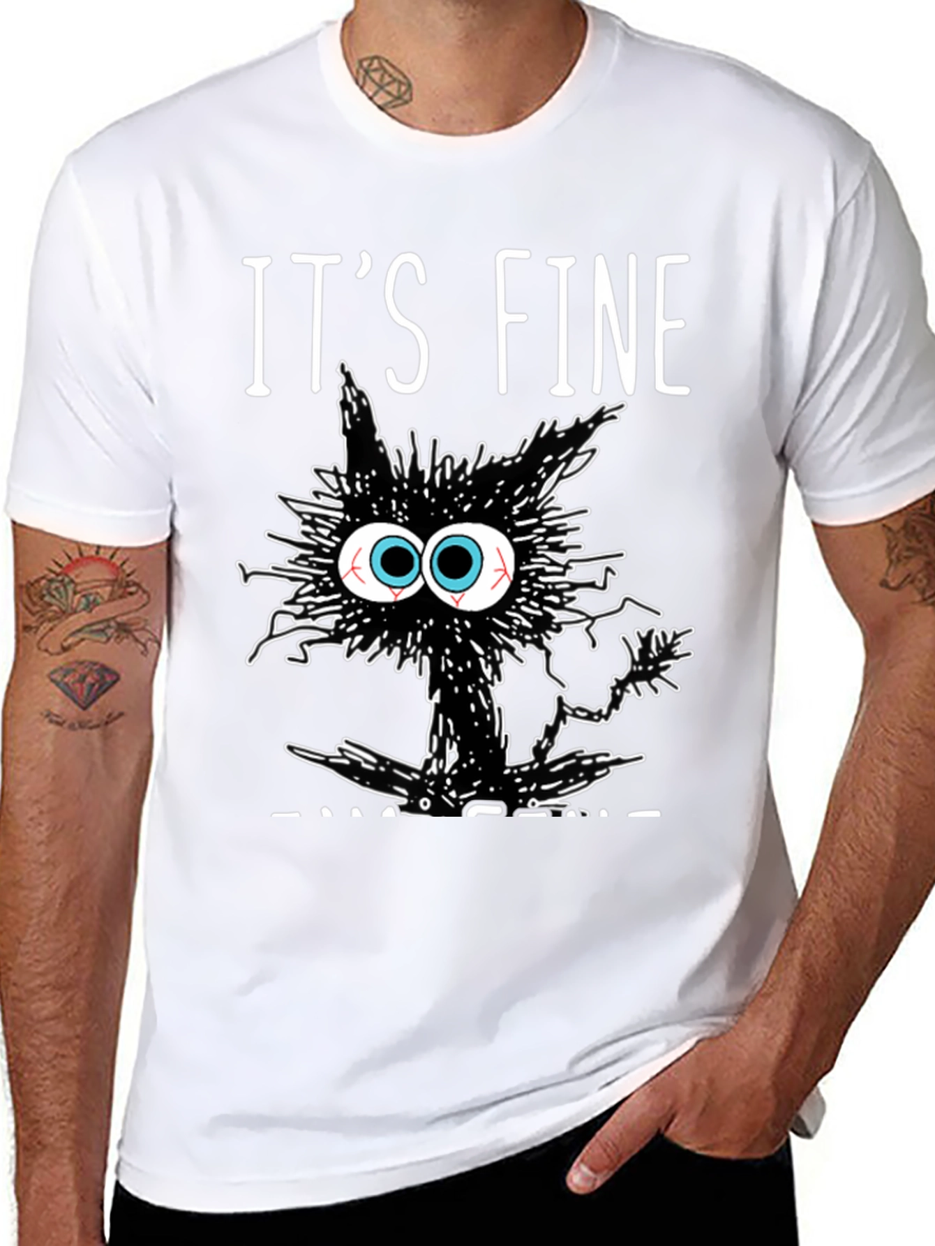 Its Fine Cat T-Shirt - Black