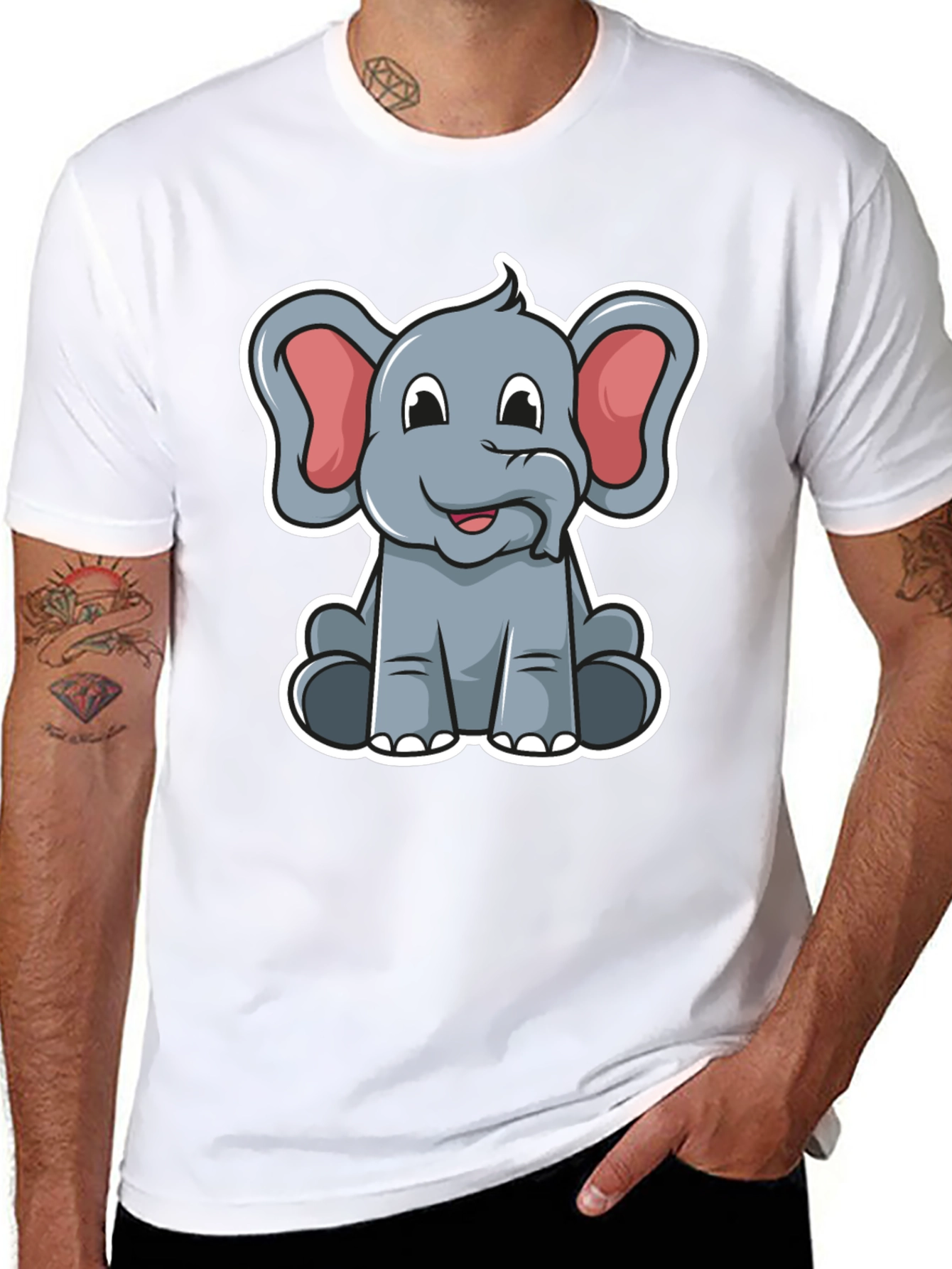 Cartoon Elephant Graphic T-Shirt - Cute Animal Design