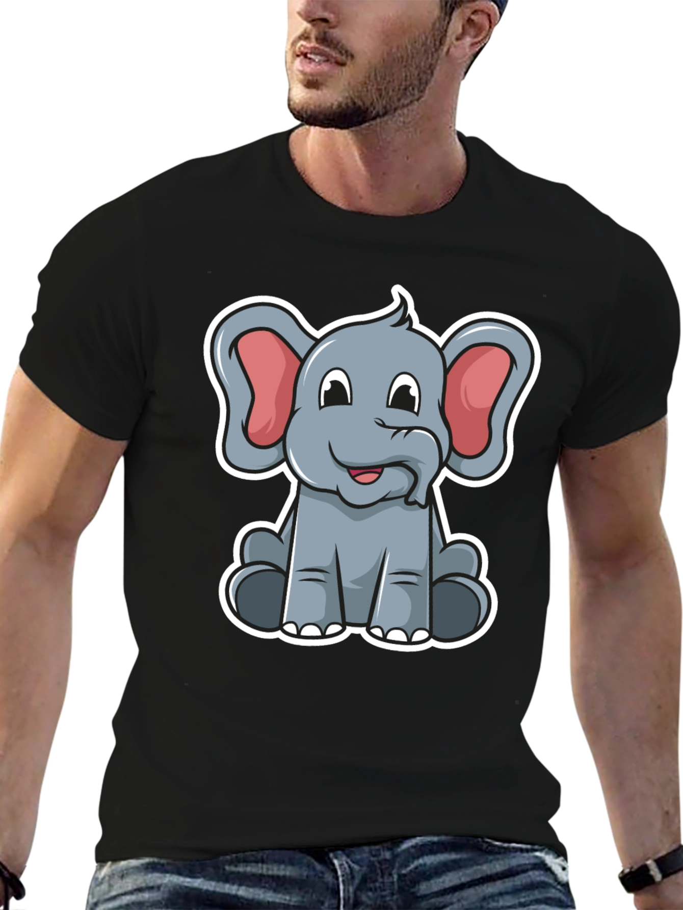 Cartoon Elephant Graphic T-Shirt - Cute Animal Design