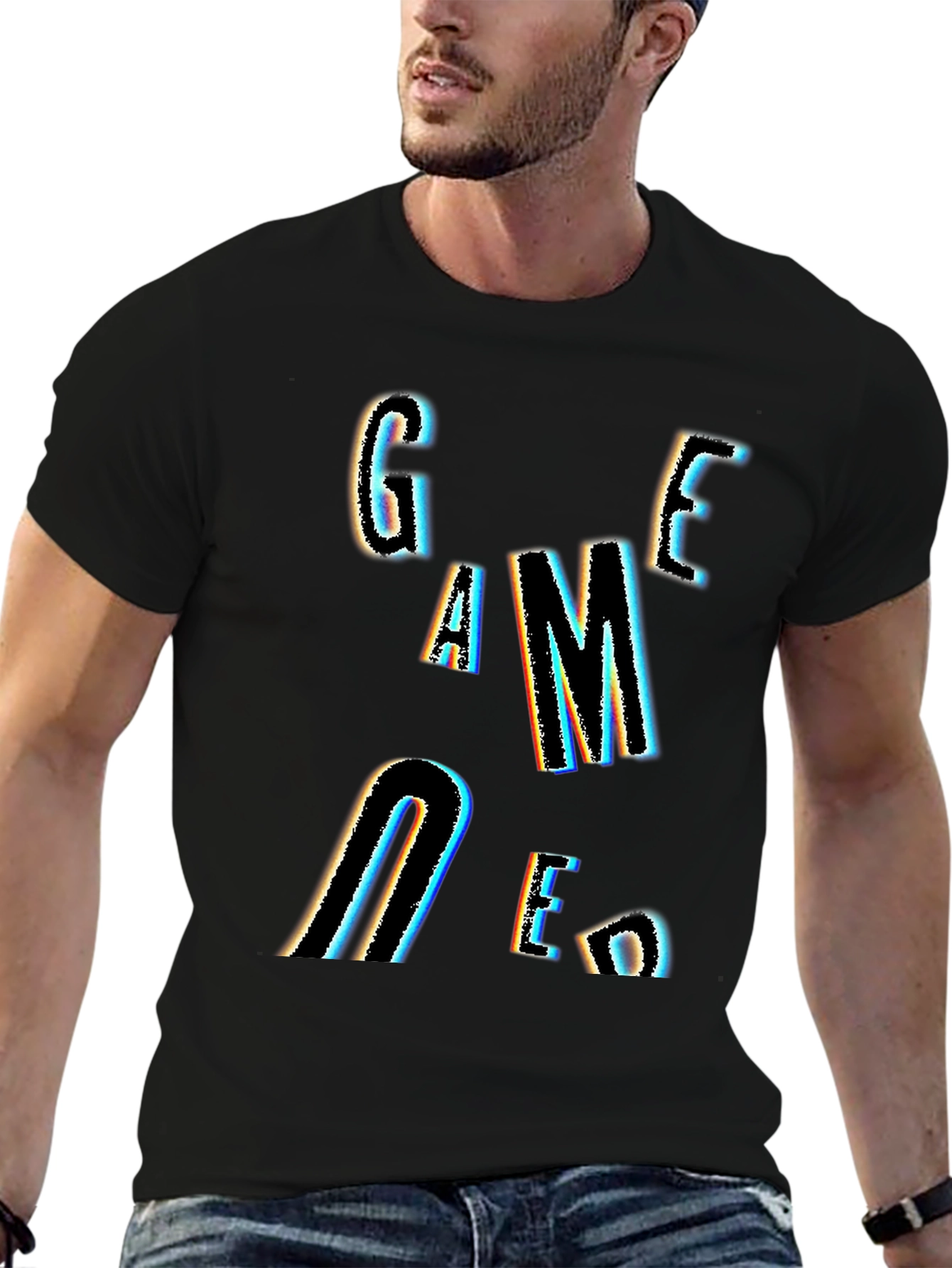 Game Over Graphic Print Black T-Shirt