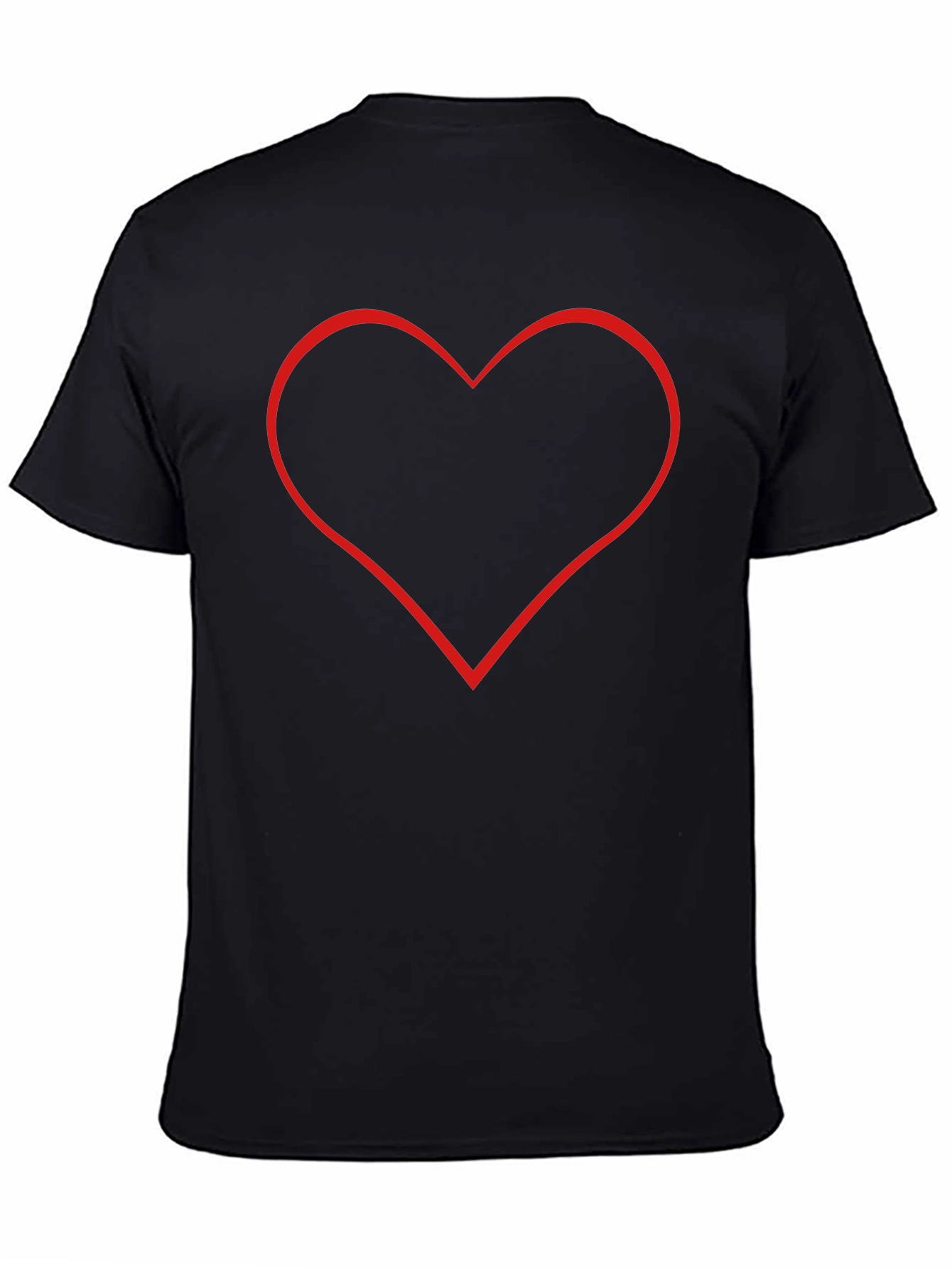 Black T-Shirt with Red Heart Outline
