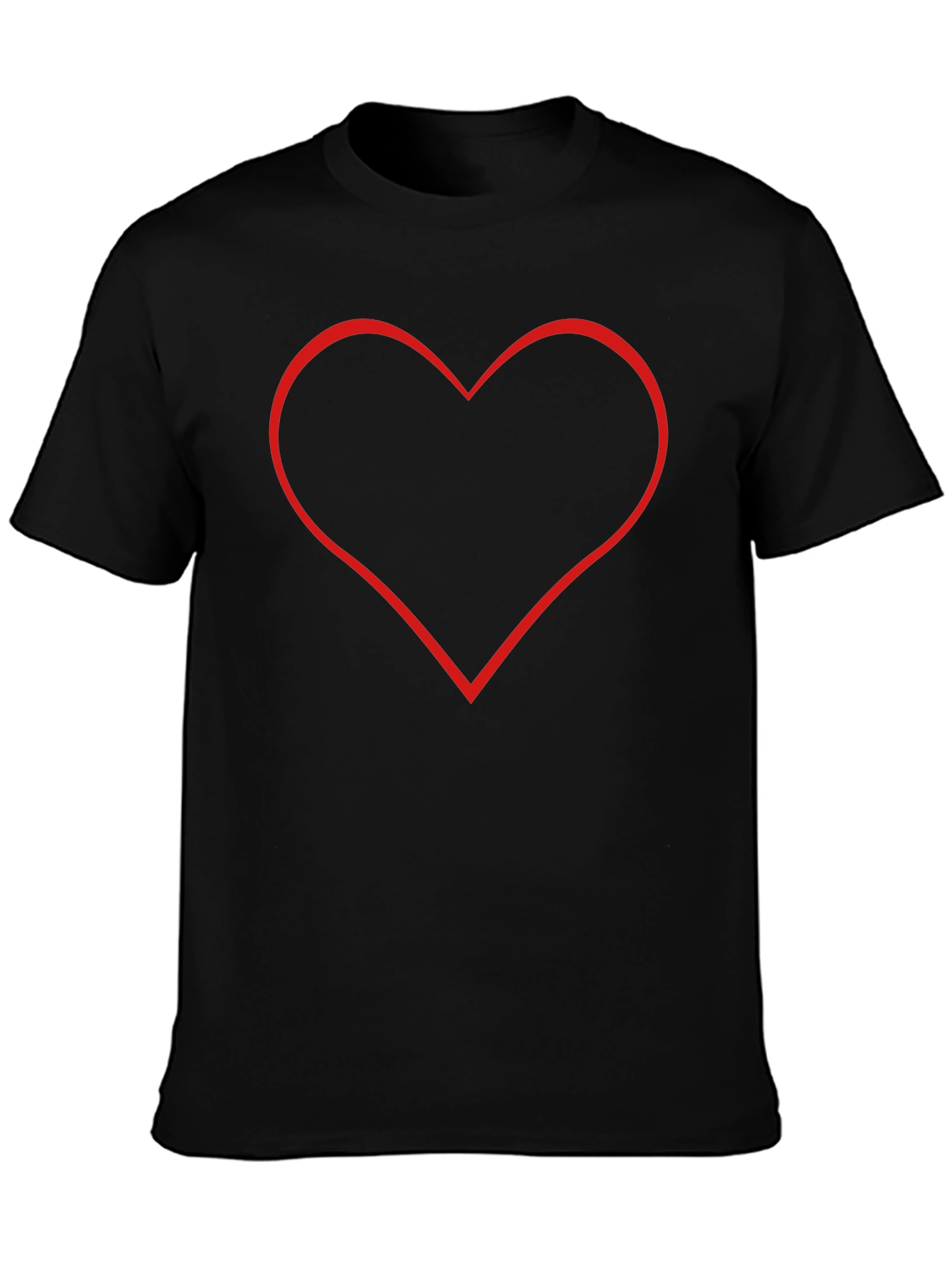 Black T-Shirt with Red Heart Outline