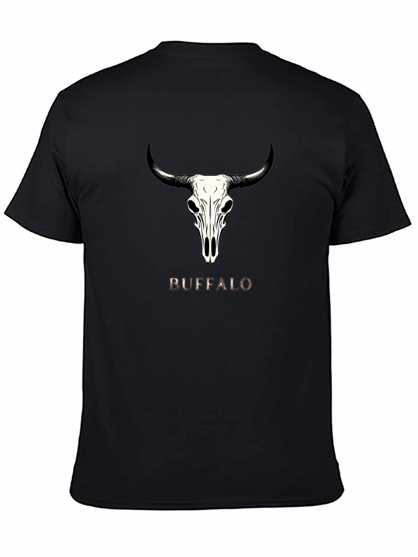 Buffalo Skull Graphic Tee - Trendy Black T-Shirt
