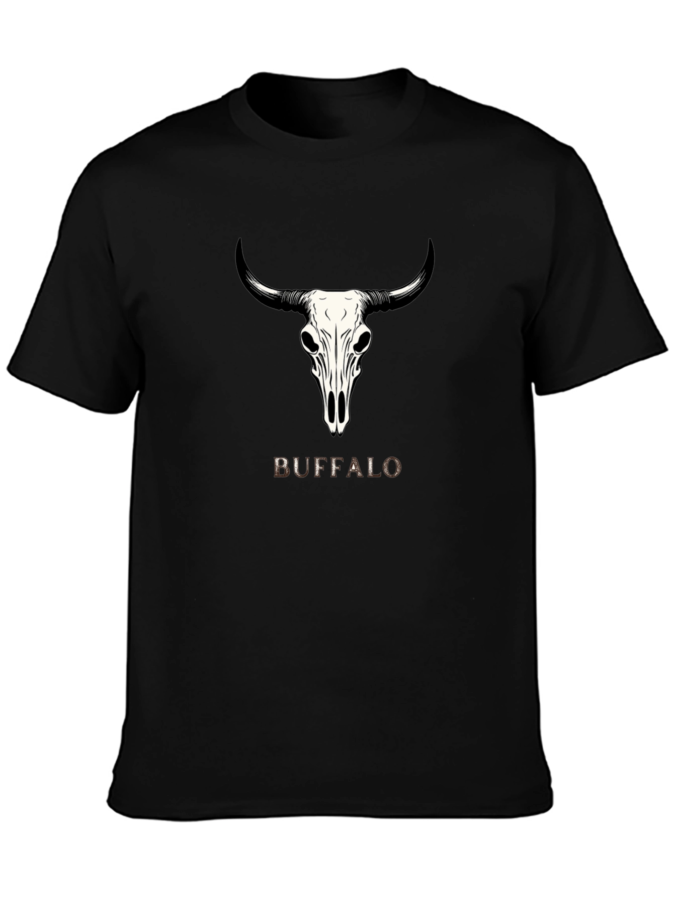Buffalo Skull Graphic Tee - Trendy Black T-Shirt