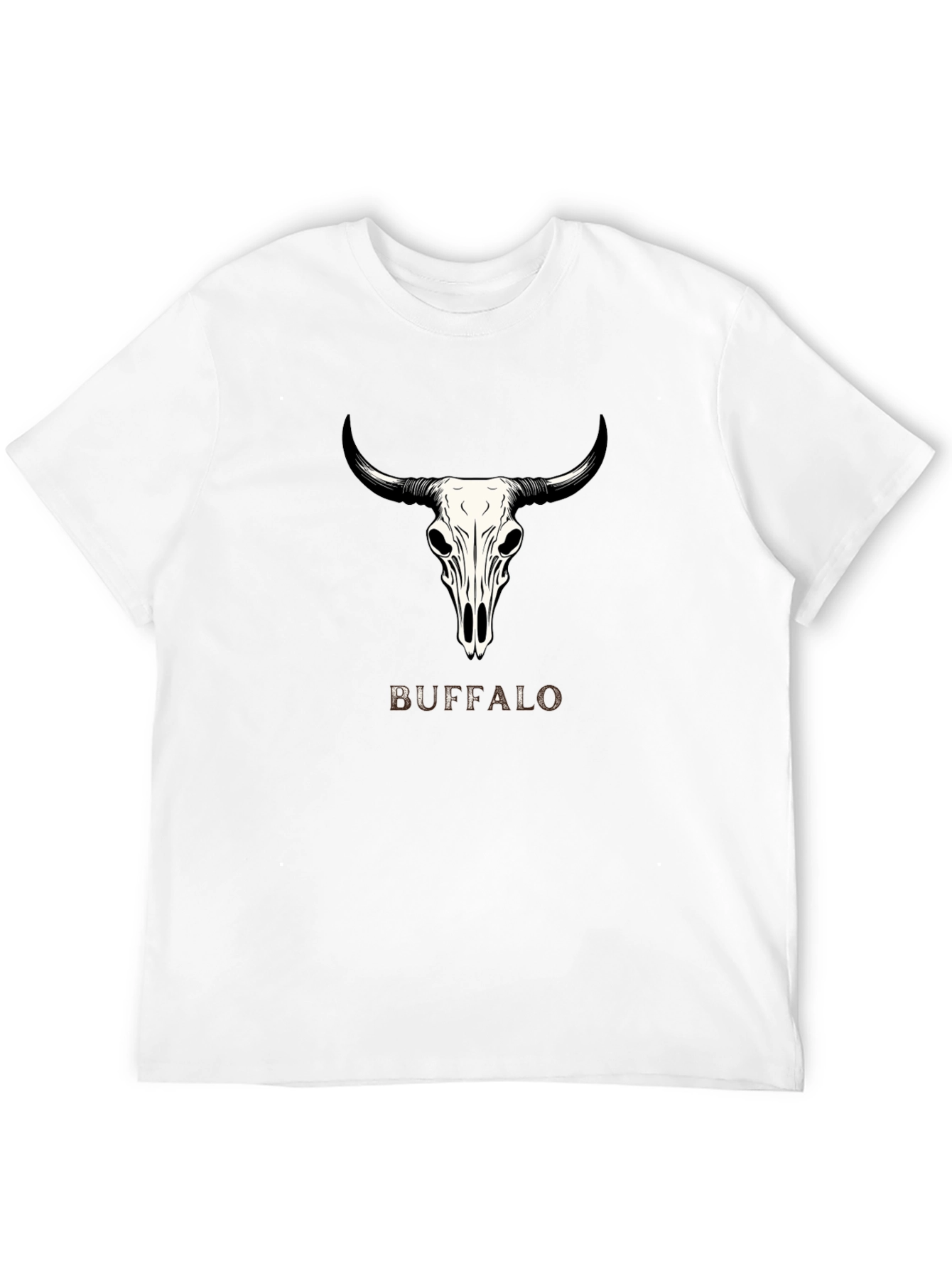 Buffalo Skull Graphic Tee - Trendy Black T-Shirt