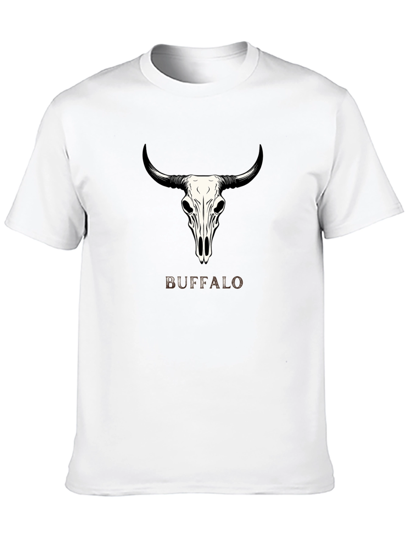Buffalo Skull Graphic Tee - Trendy Black T-Shirt