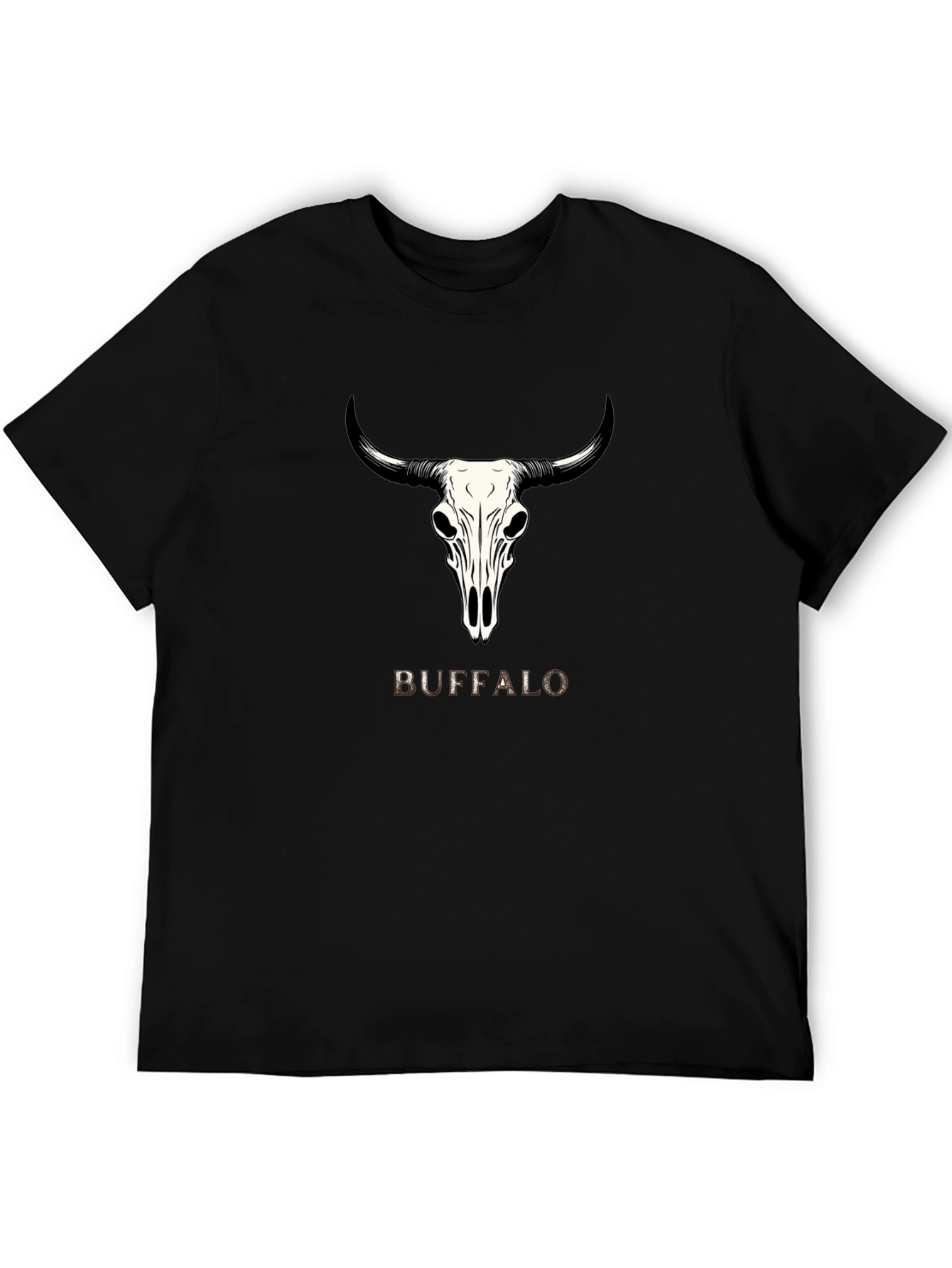 Buffalo Skull Graphic Tee - Trendy Black T-Shirt