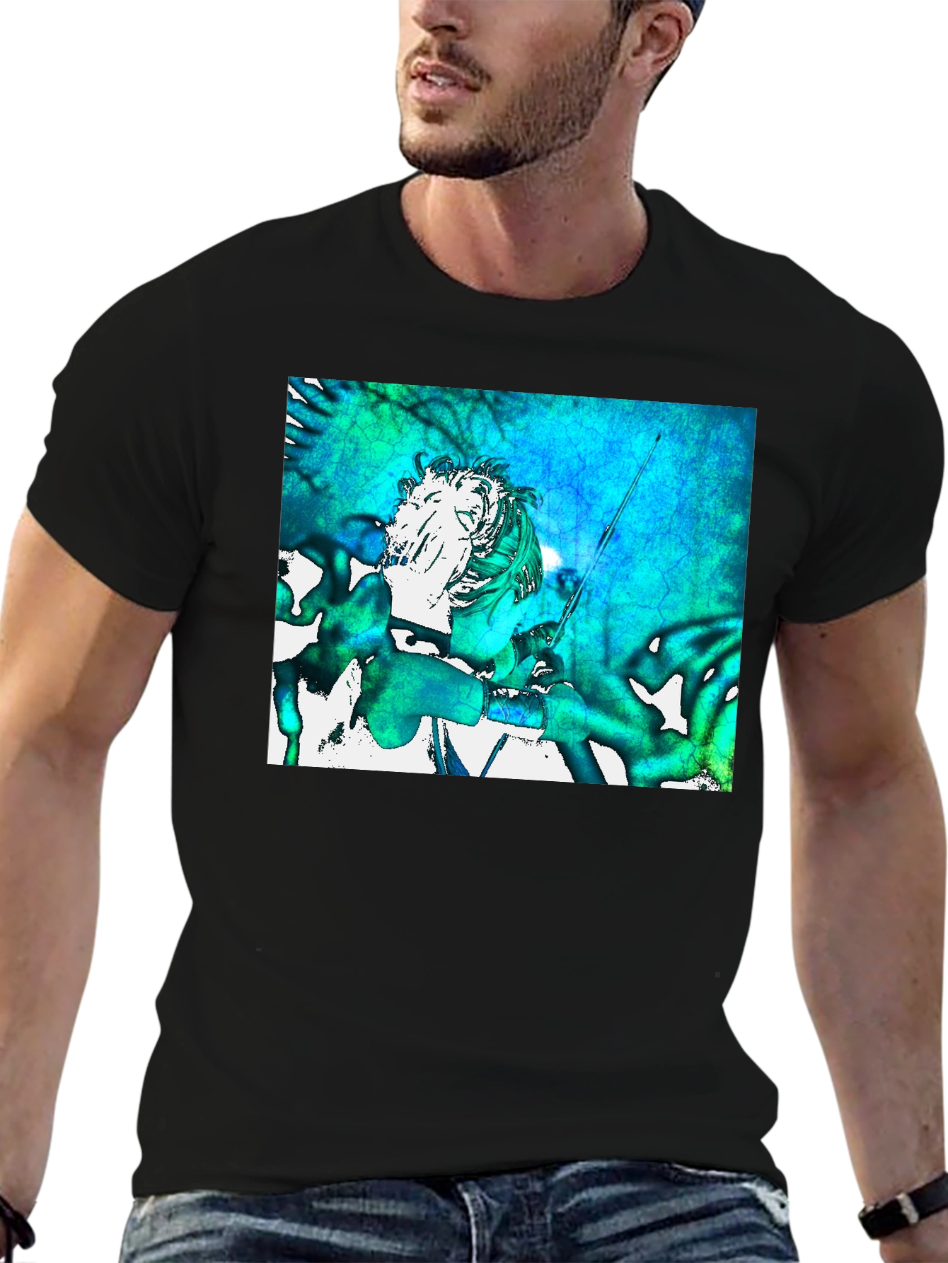 Abstract Art Graphic Print Black T-Shirt