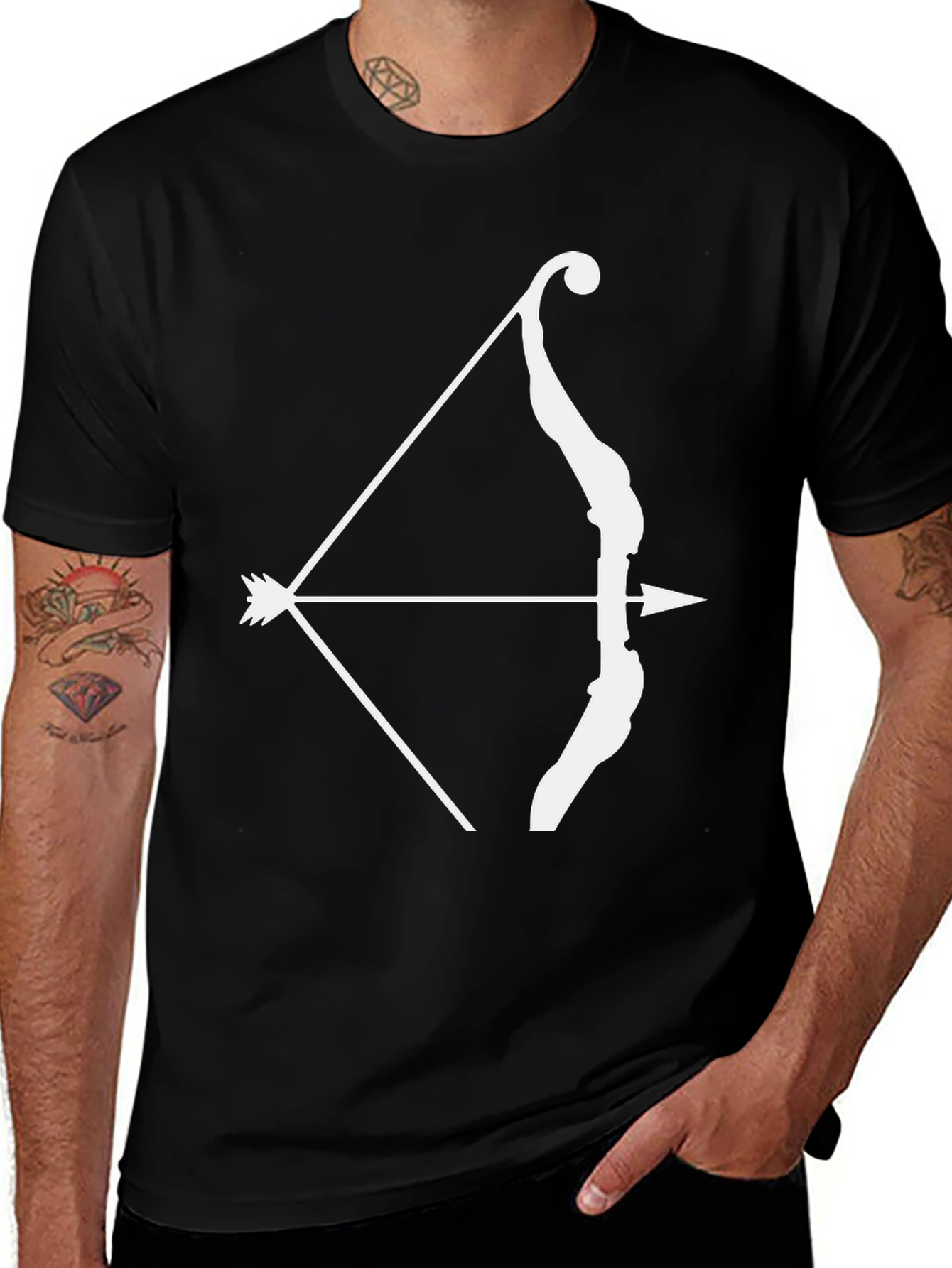 Archery Bow & Arrow Graphic Tee - Black