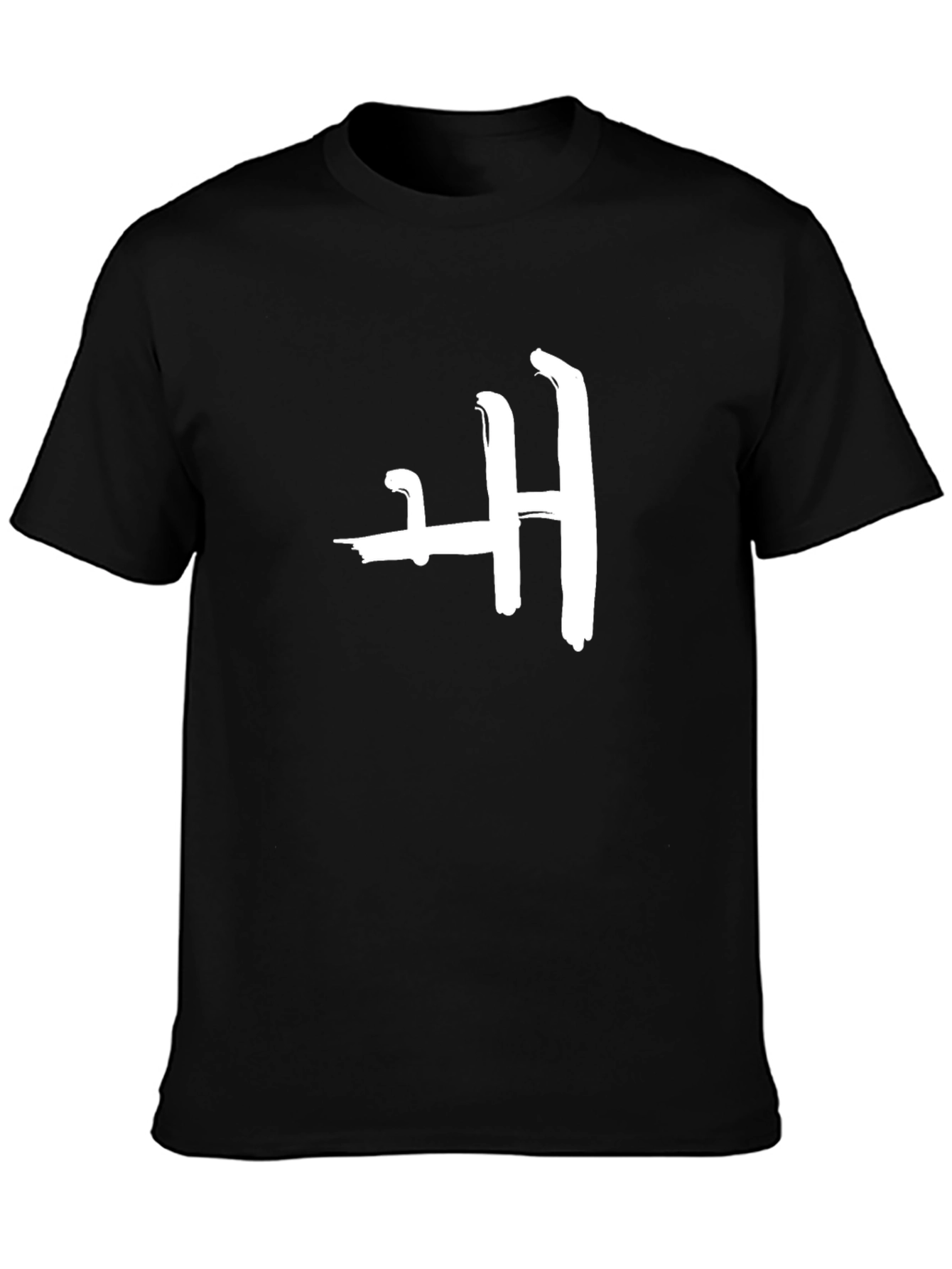 Abstract H White Print Black T-Shirt