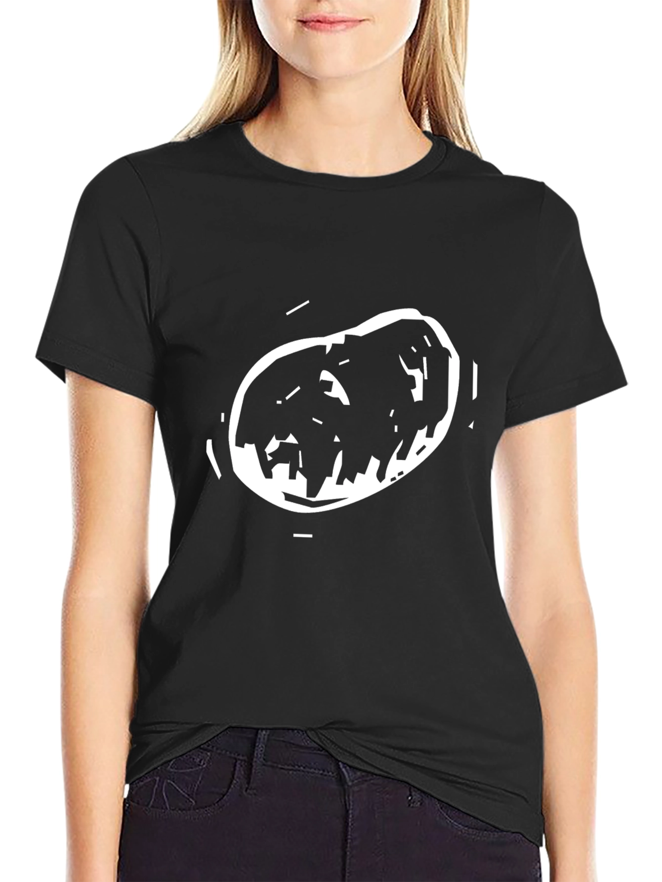Graphic Black T-Shirt with Abstract Oval Design