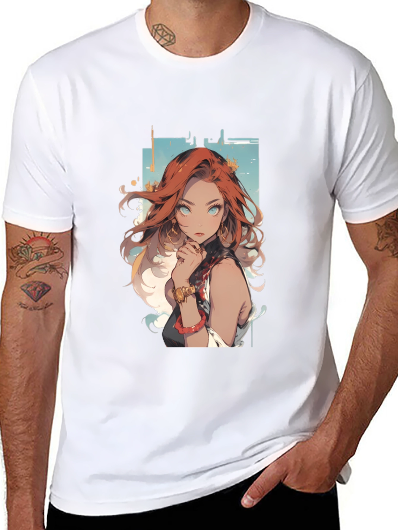 Anime Girl Graphic Tee - Black T-Shirt