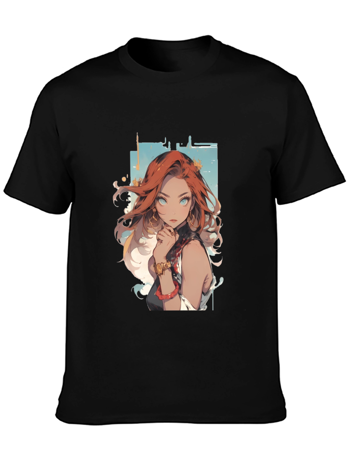 Anime Girl Graphic Tee - Black T-Shirt