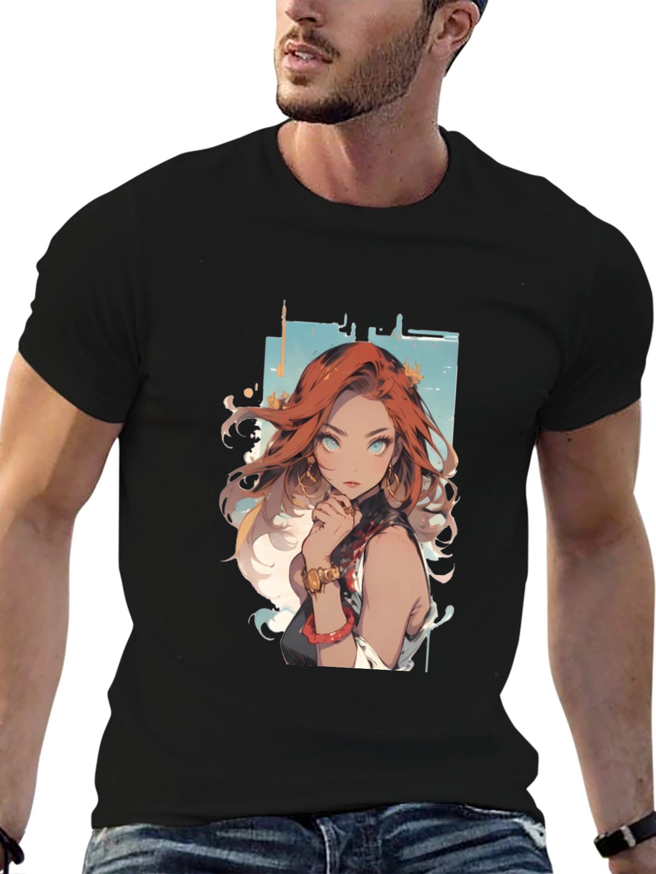 Anime Girl Graphic Tee - Black T-Shirt