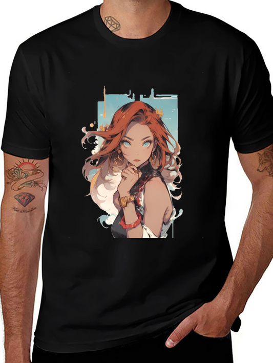 Anime Girl Graphic Tee - Black T-Shirt