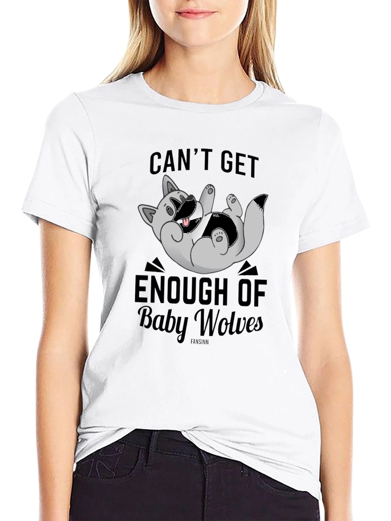 Cant Get Enough of Baby Wolves Black T-Shirt