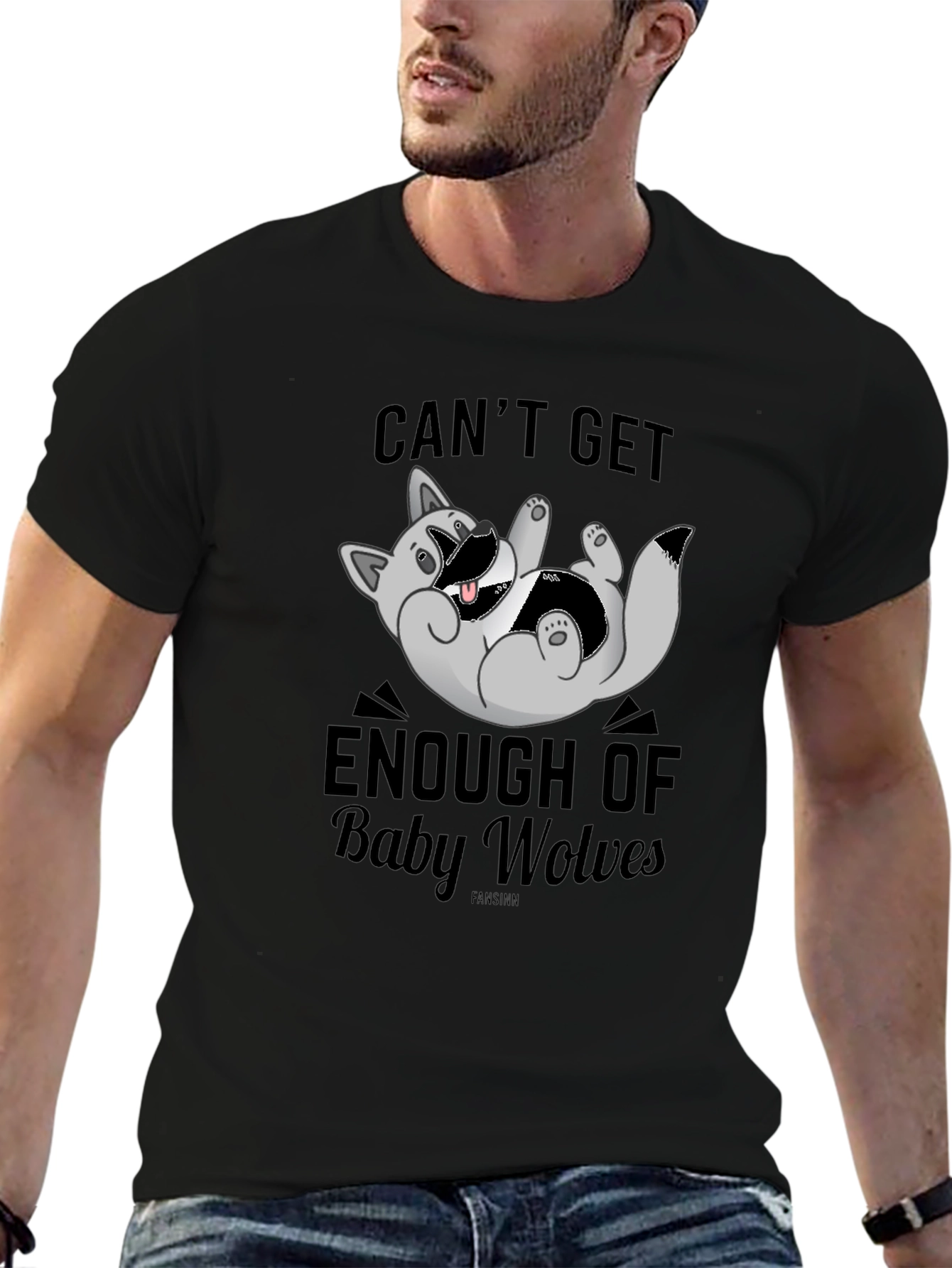 Cant Get Enough of Baby Wolves Black T-Shirt