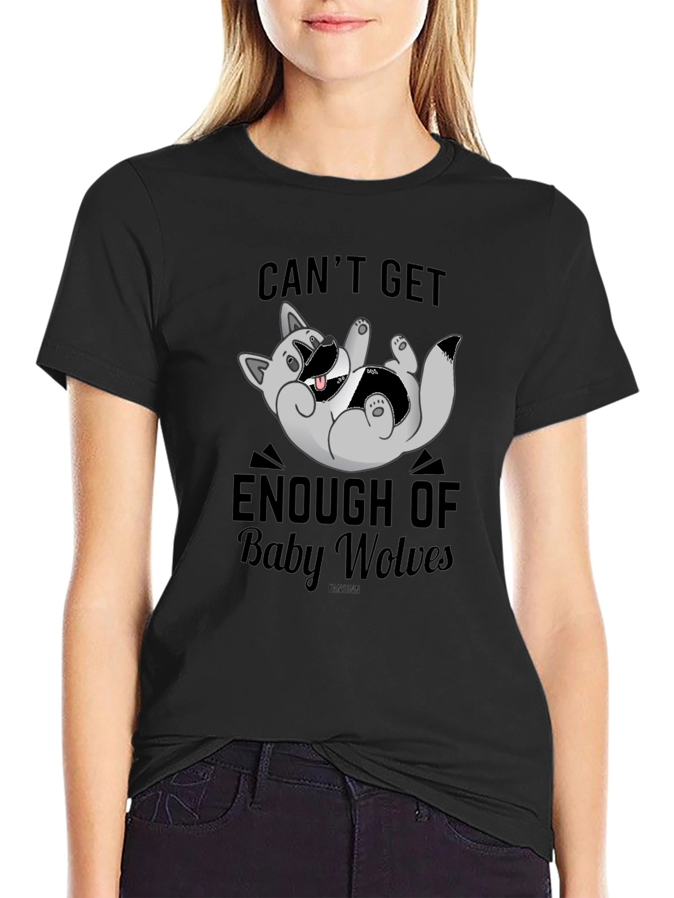 Cant Get Enough of Baby Wolves Black T-Shirt