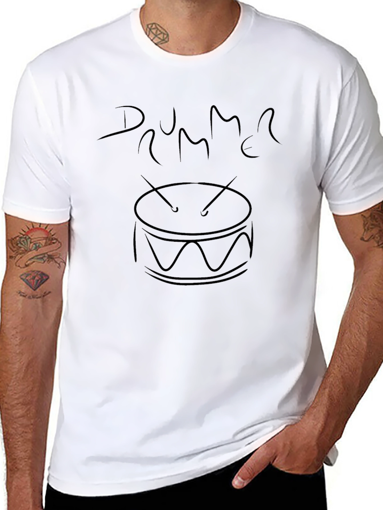 Drummer Black T-Shirt - Music Lover Tee