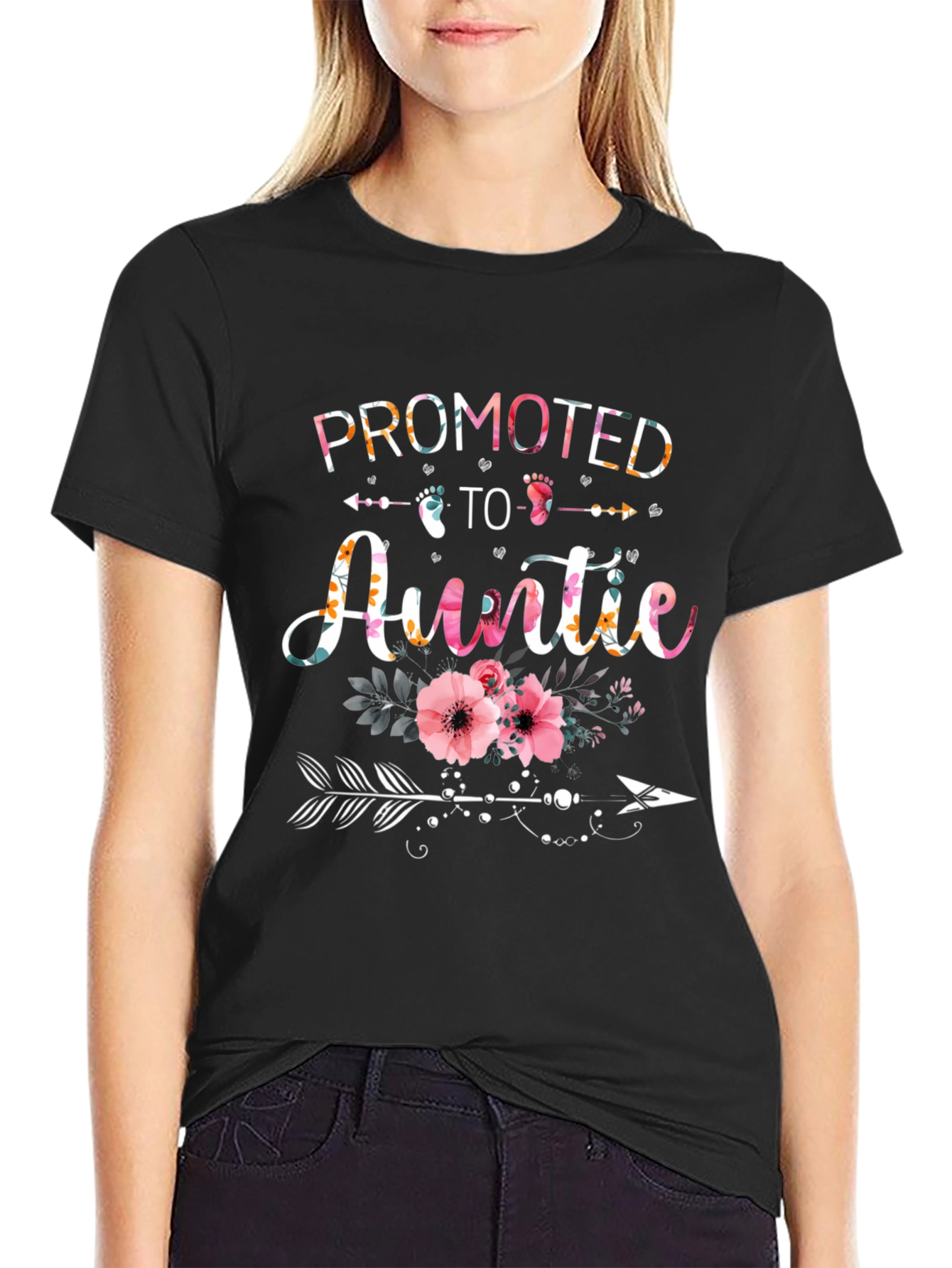 Promoted to Auntie Floral T-Shirt
