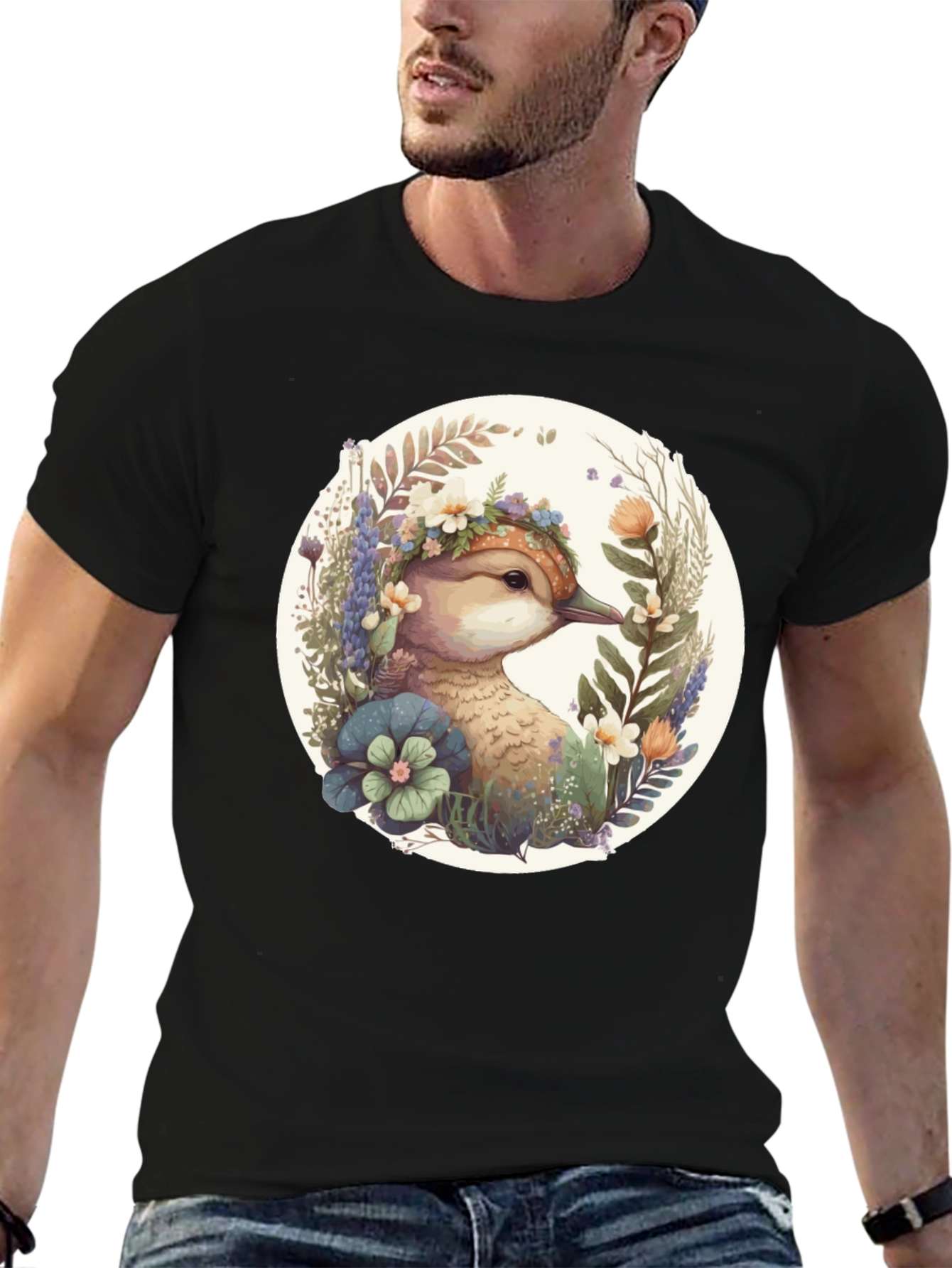 Floral Duck Graphic T-Shirt