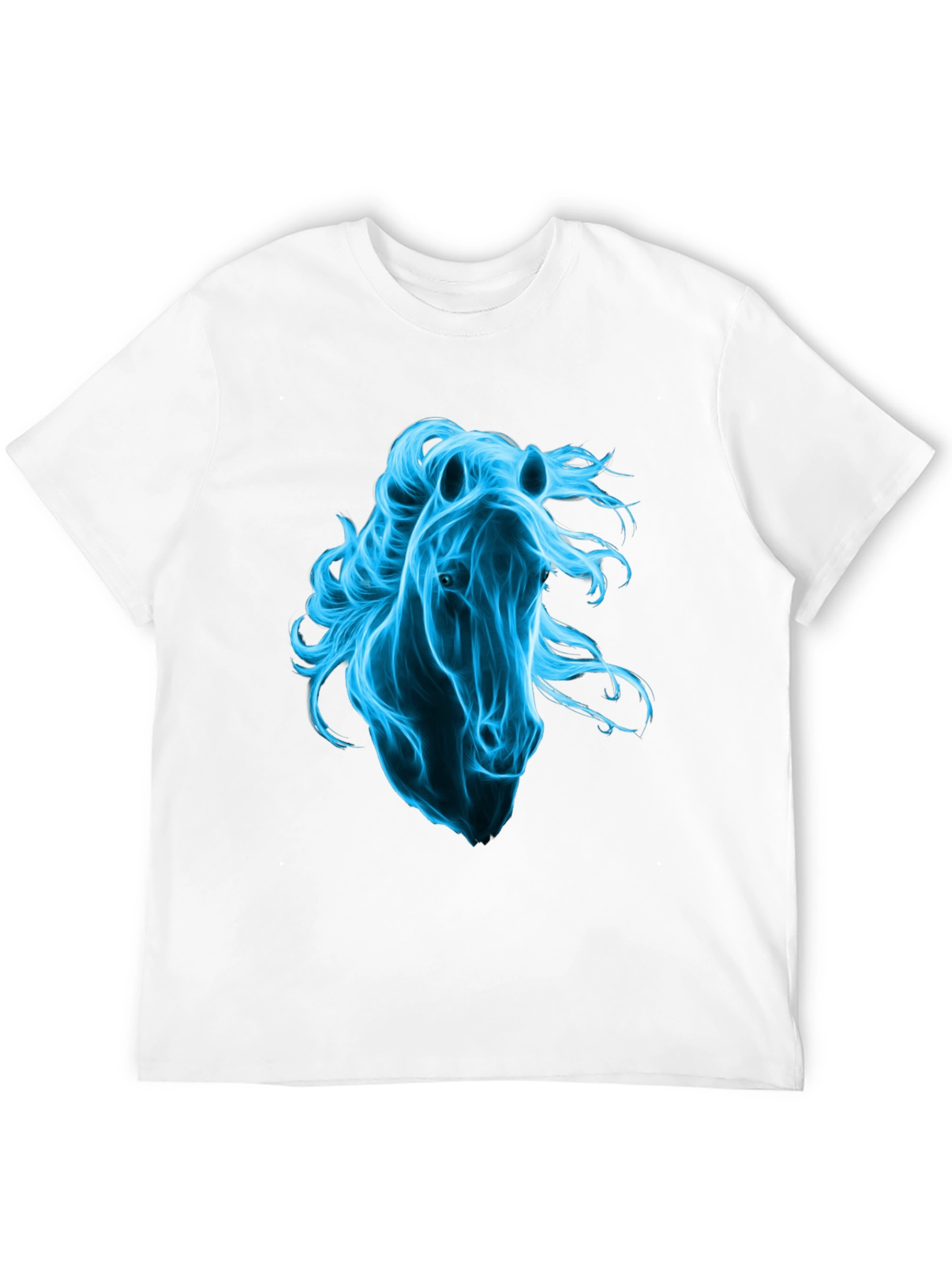 Mens Black T-Shirt with Blue Horse Graphic