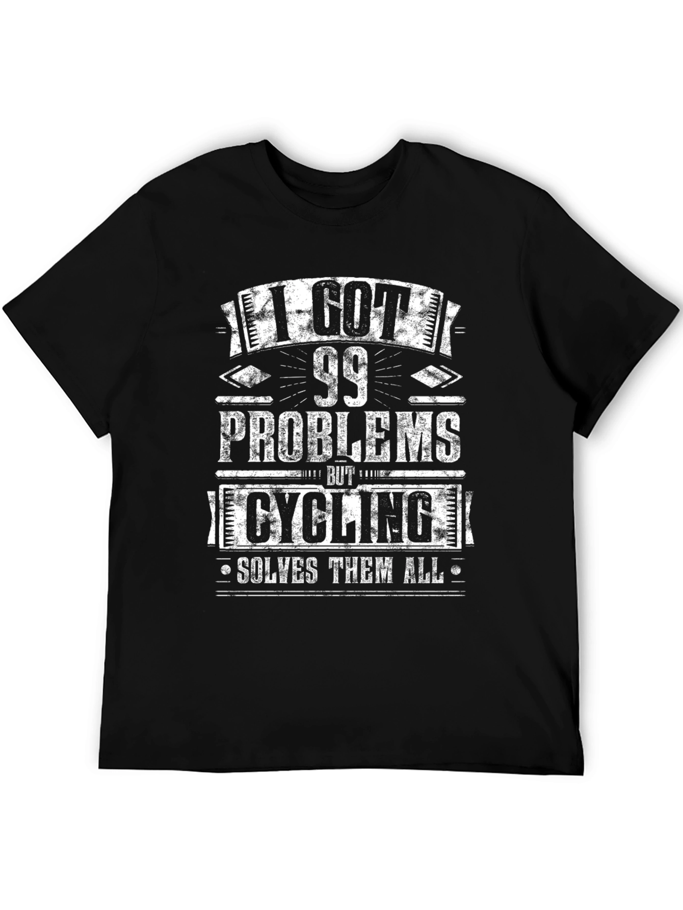 Cycling Solves All Problems Mens Black T-Shirt