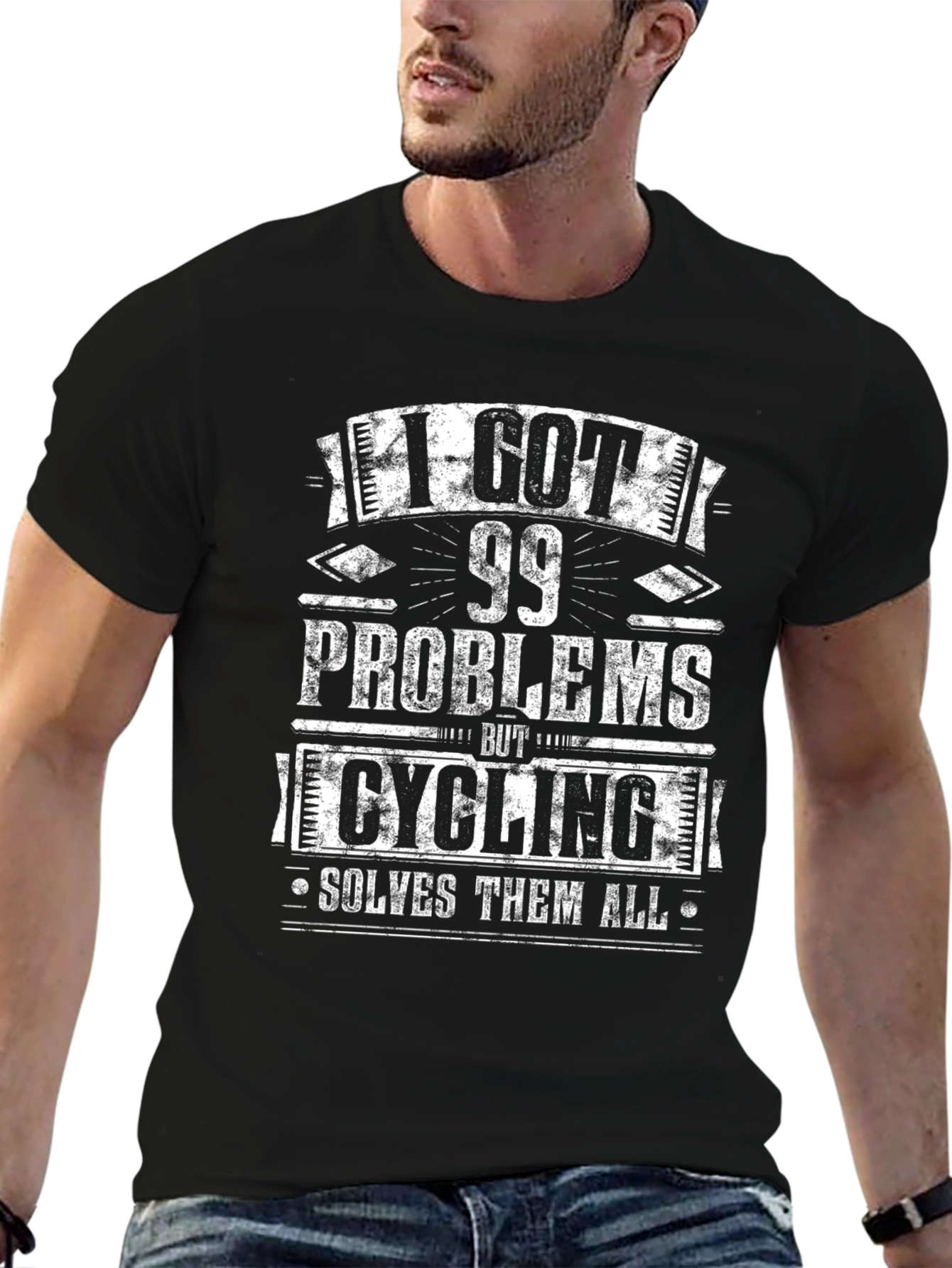 Cycling Solves All Problems Mens Black T-Shirt