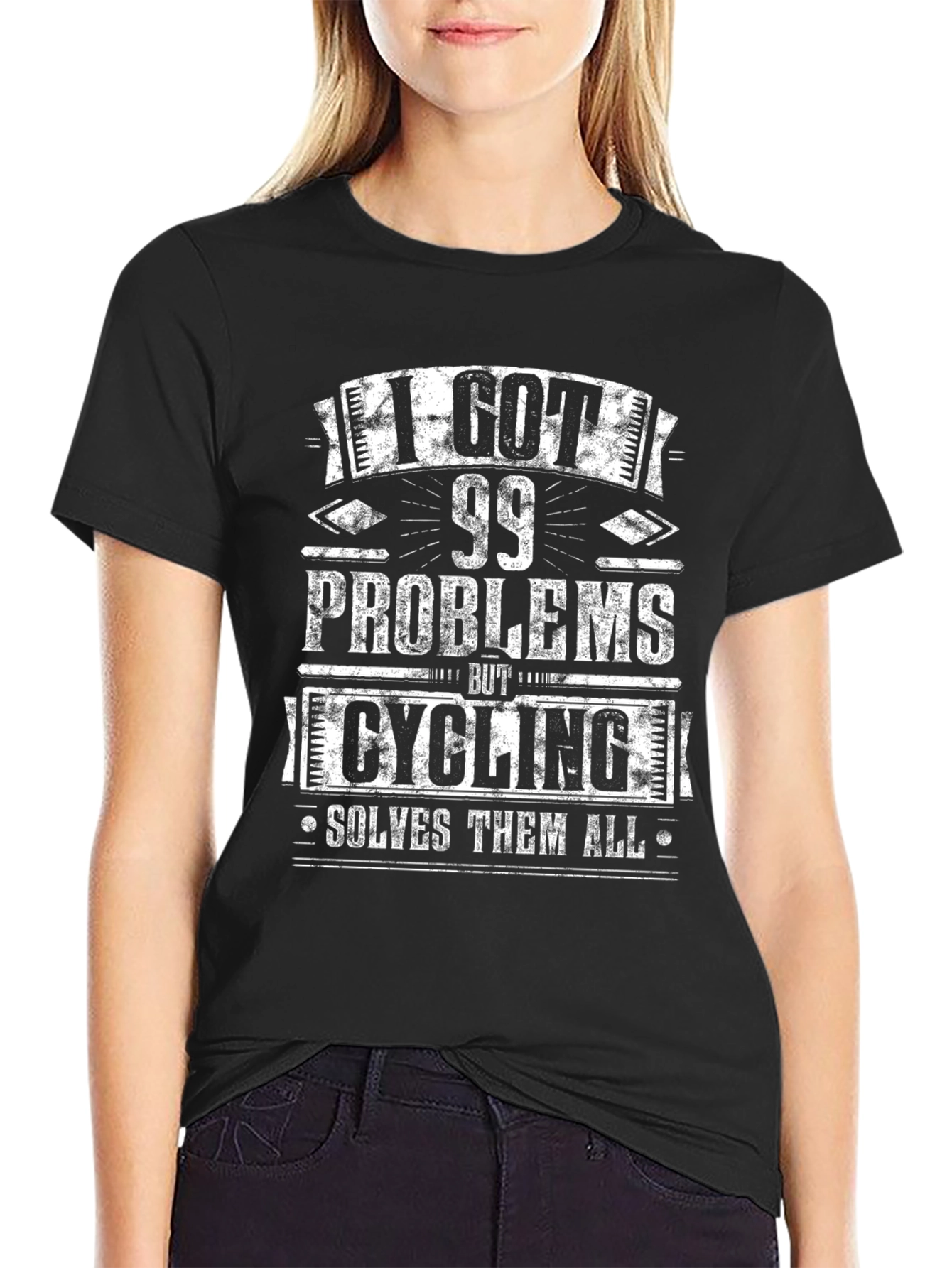 Cycling Solves All Problems Mens Black T-Shirt