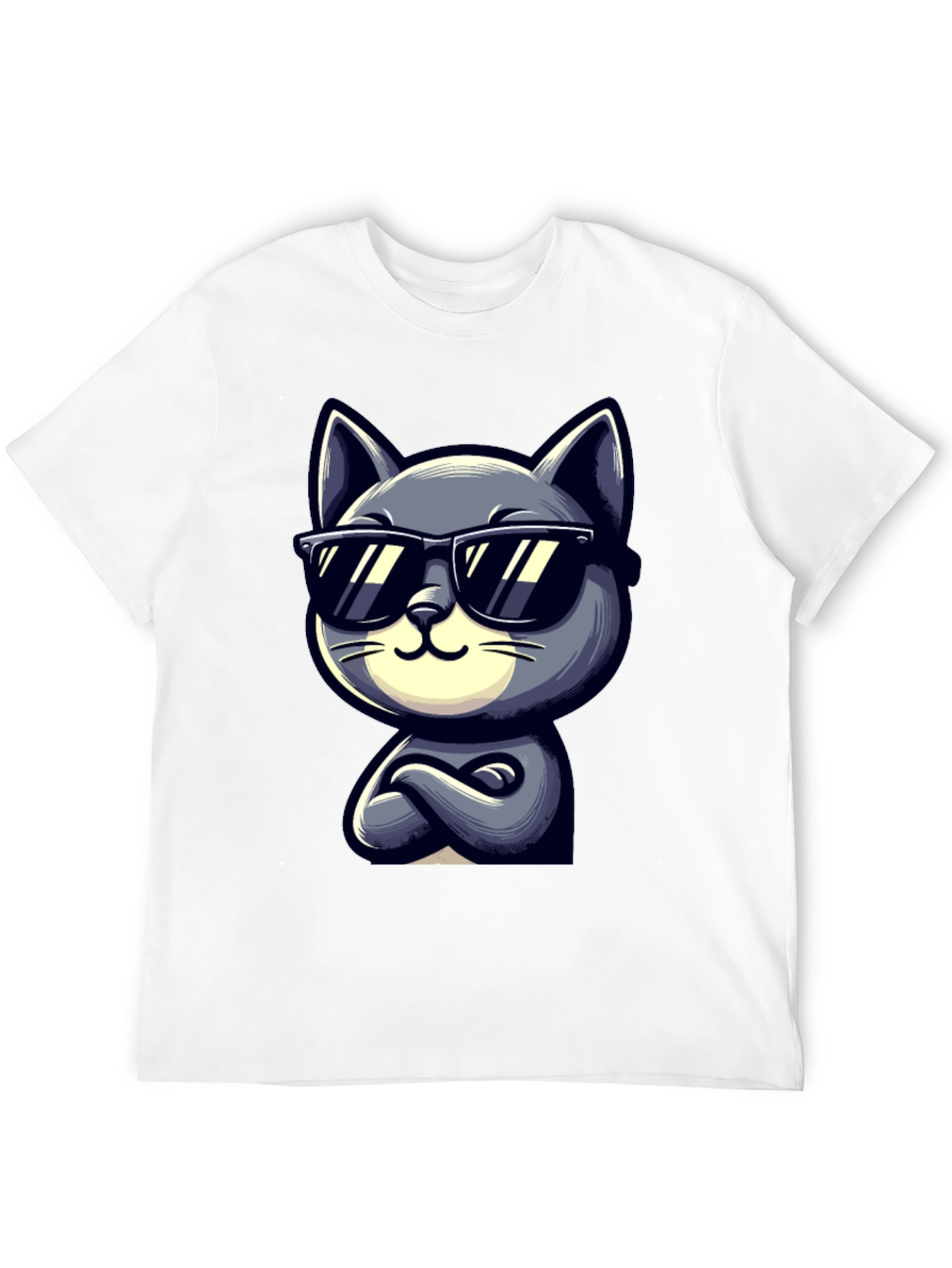 Cool Cat Cartoon Graphic T-Shirt