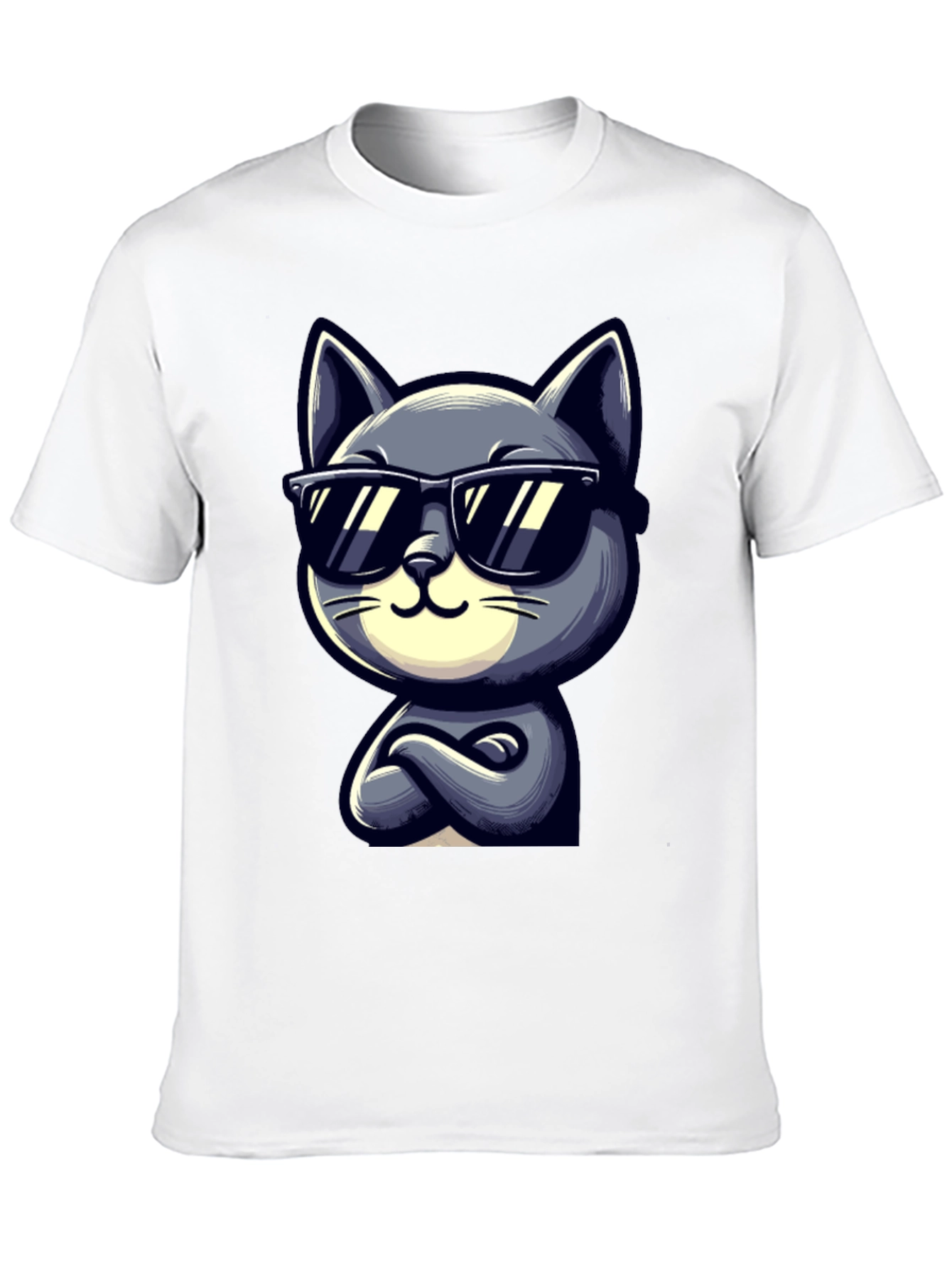 Cool Cat Cartoon Graphic T-Shirt