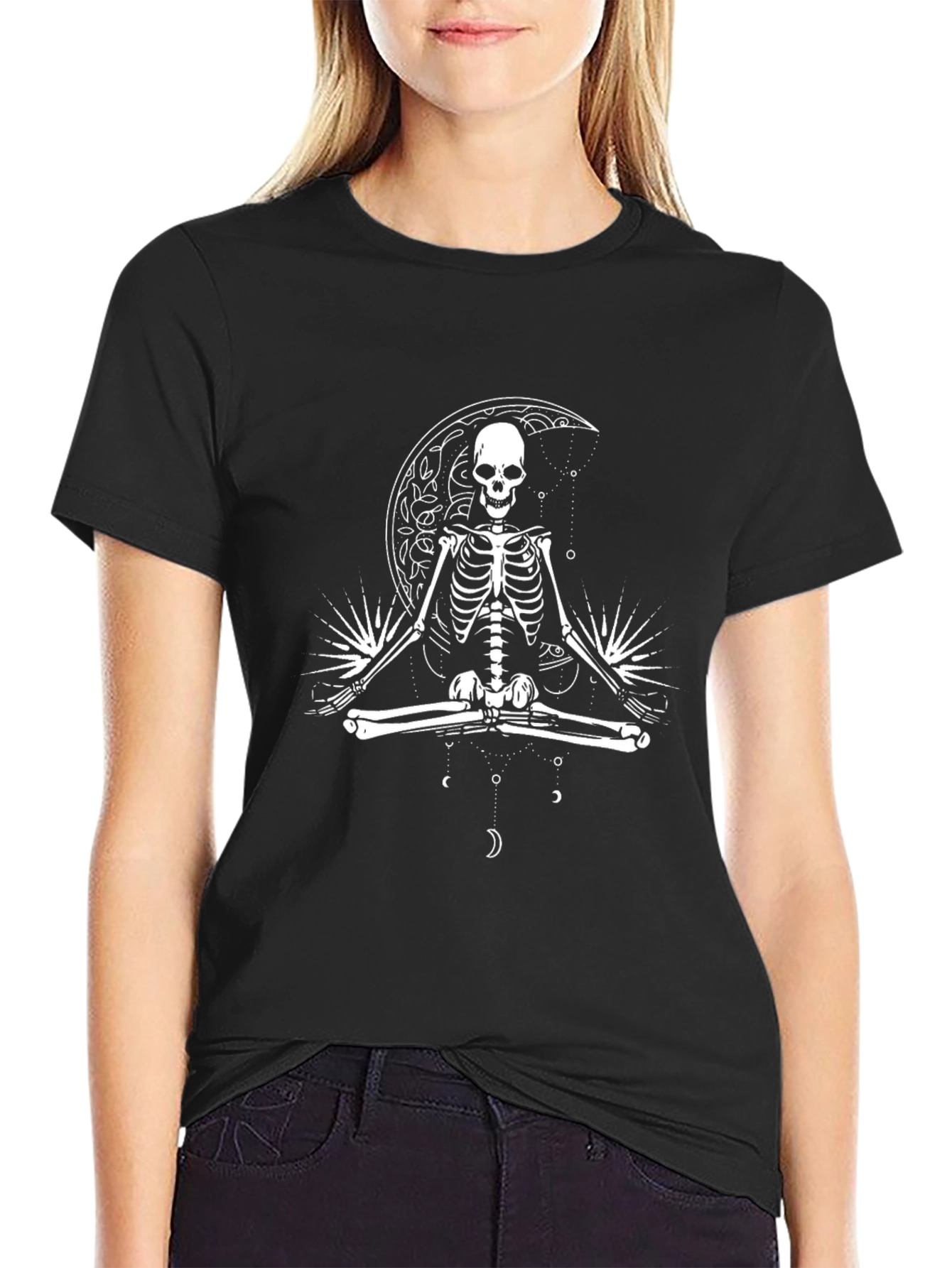 Skeleton Moon Meditation Graphic Tee