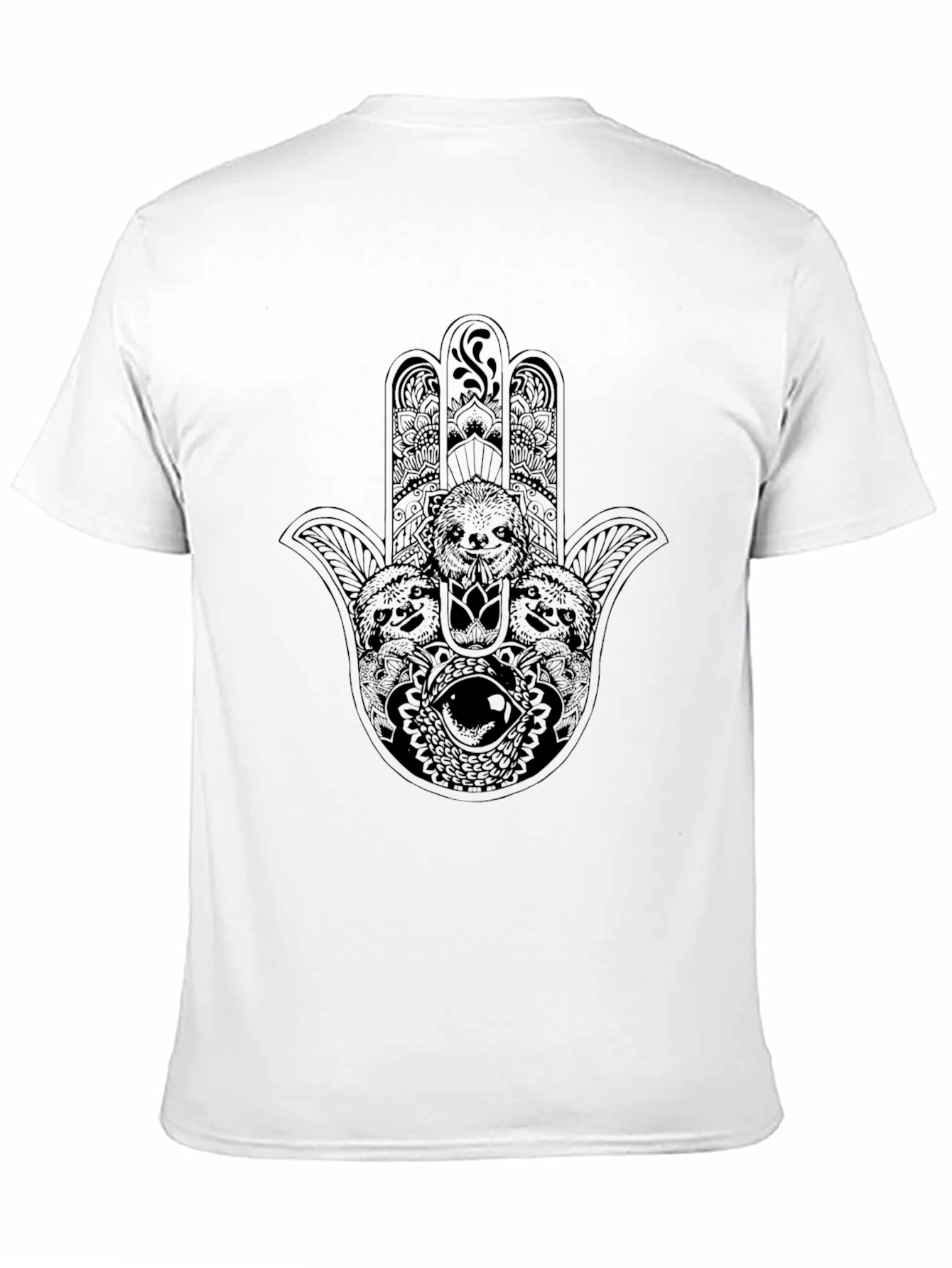 Black Hamsa Sloth Graphic T-Shirt