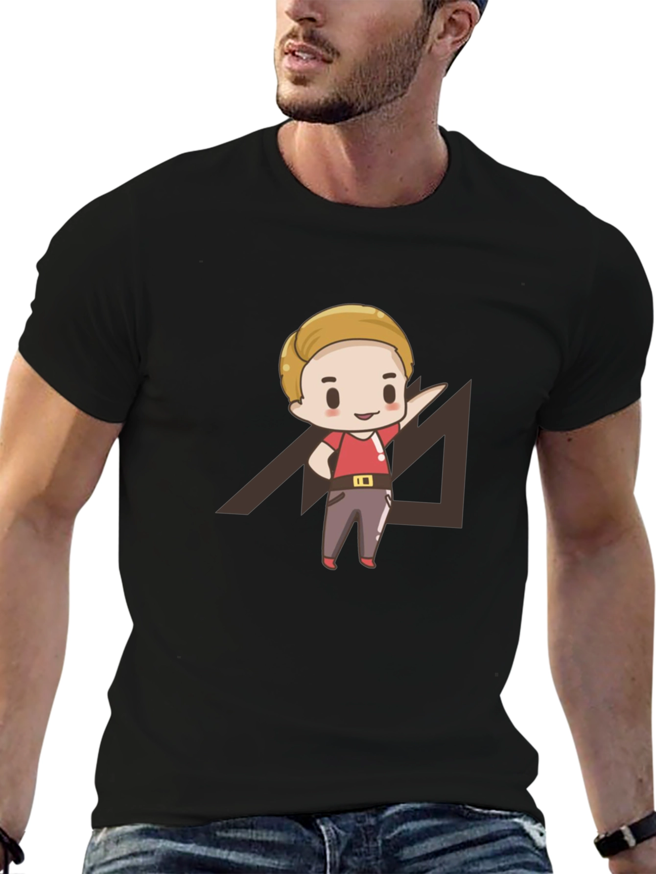 Cartoon Graphic Print Black T-Shirt