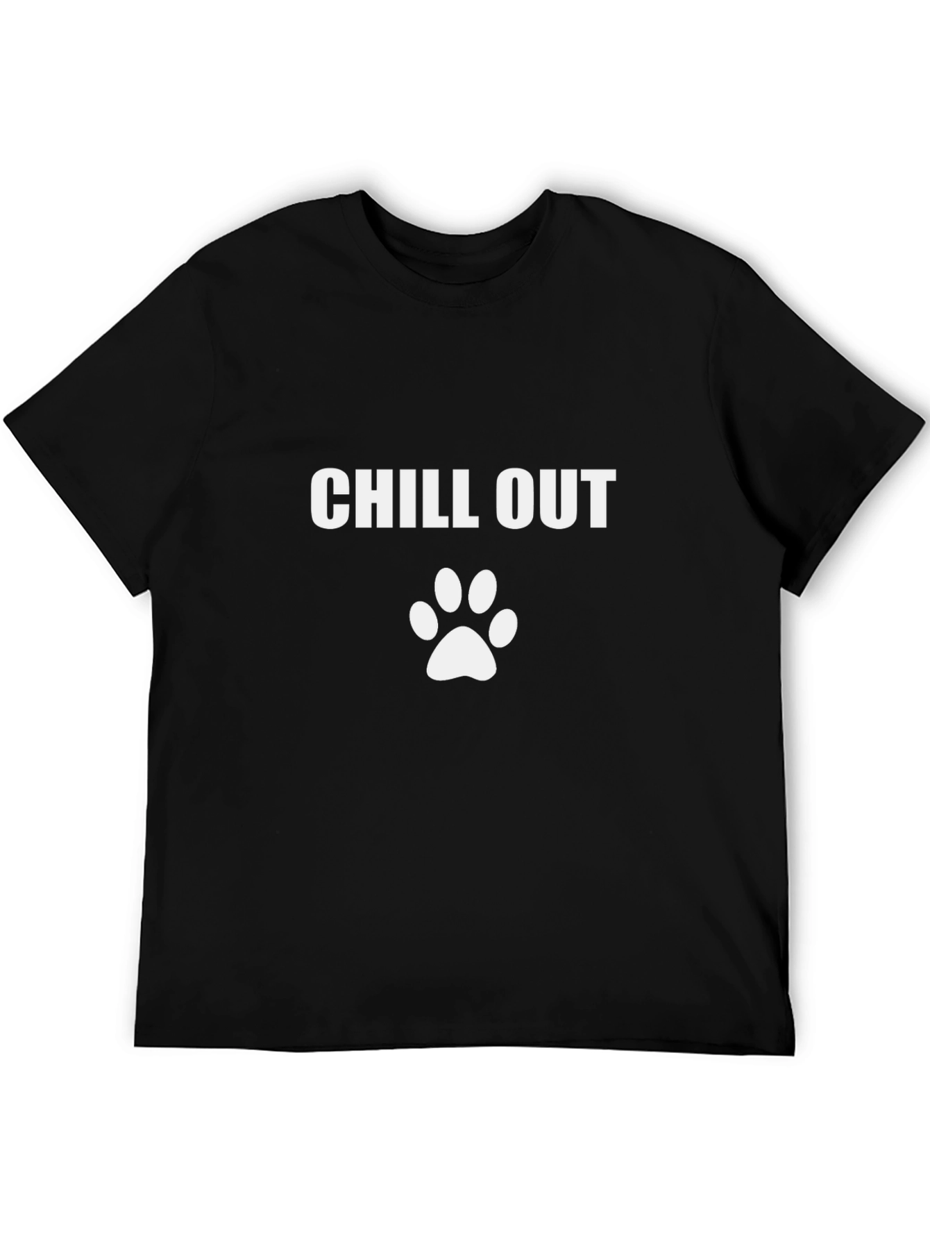 Chill Out Dog Paw Print Black T-Shirt